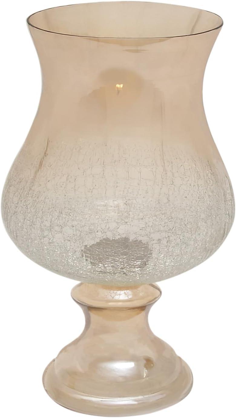 DecMode Gold Glass Handmade Turned Style Pillar Hurricane Lamp with Smoked Glass Finish