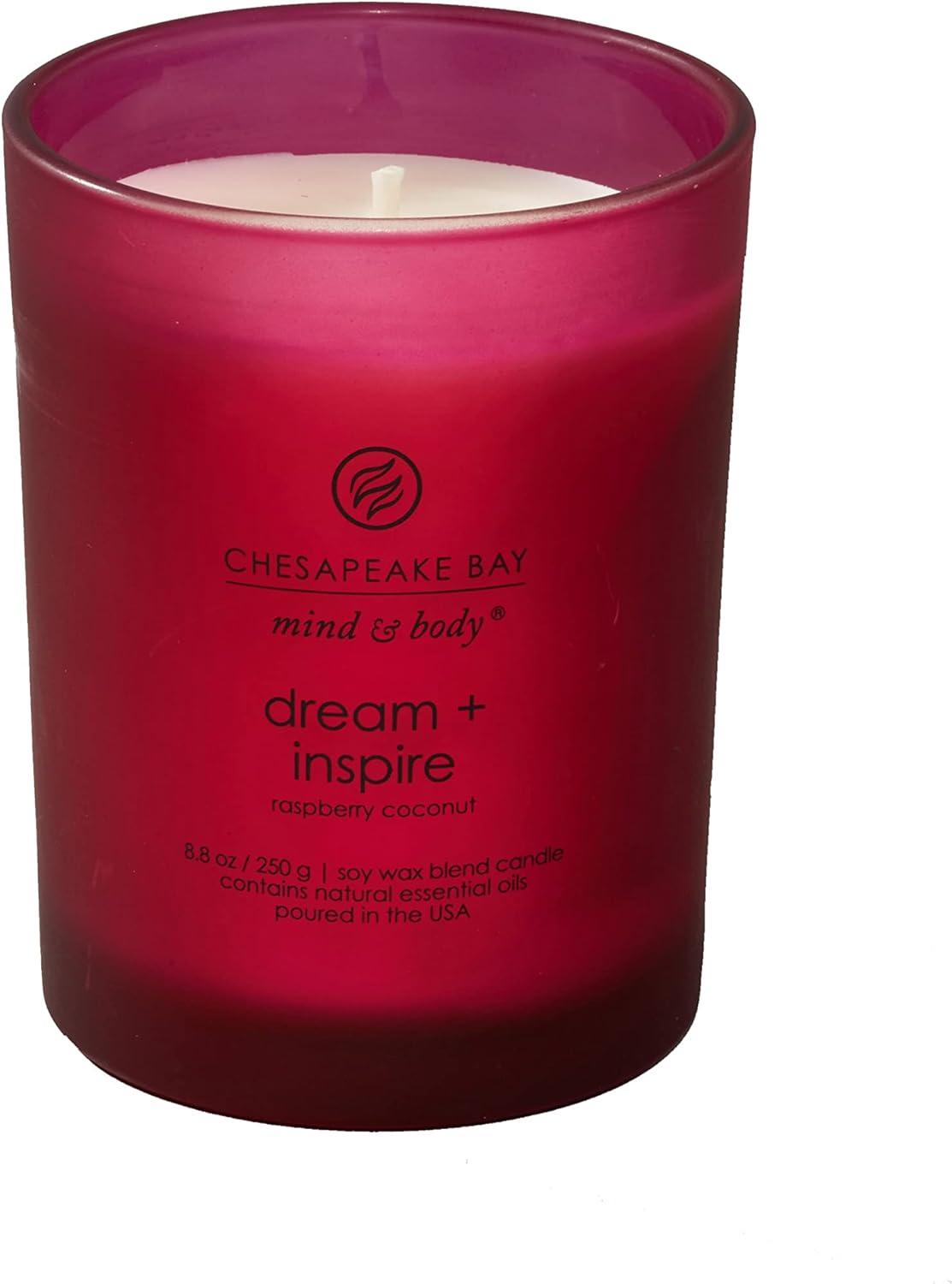 Frosted Glass Dream + Inspire Lidded Jar Candle Burgundy - Mind & Body by Chesapeake Bay Candle