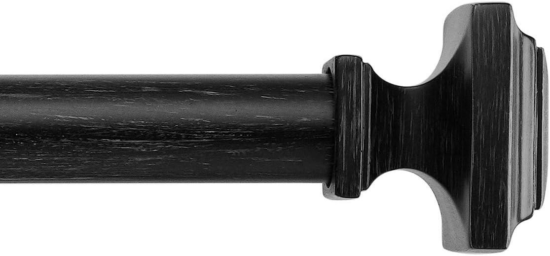 MODE Mode Farmhouse Collection 1 1/8 in Diameter Curtain Rod Set with Cottage Square Finials and Steel Wall Mounted Adjustable Rod