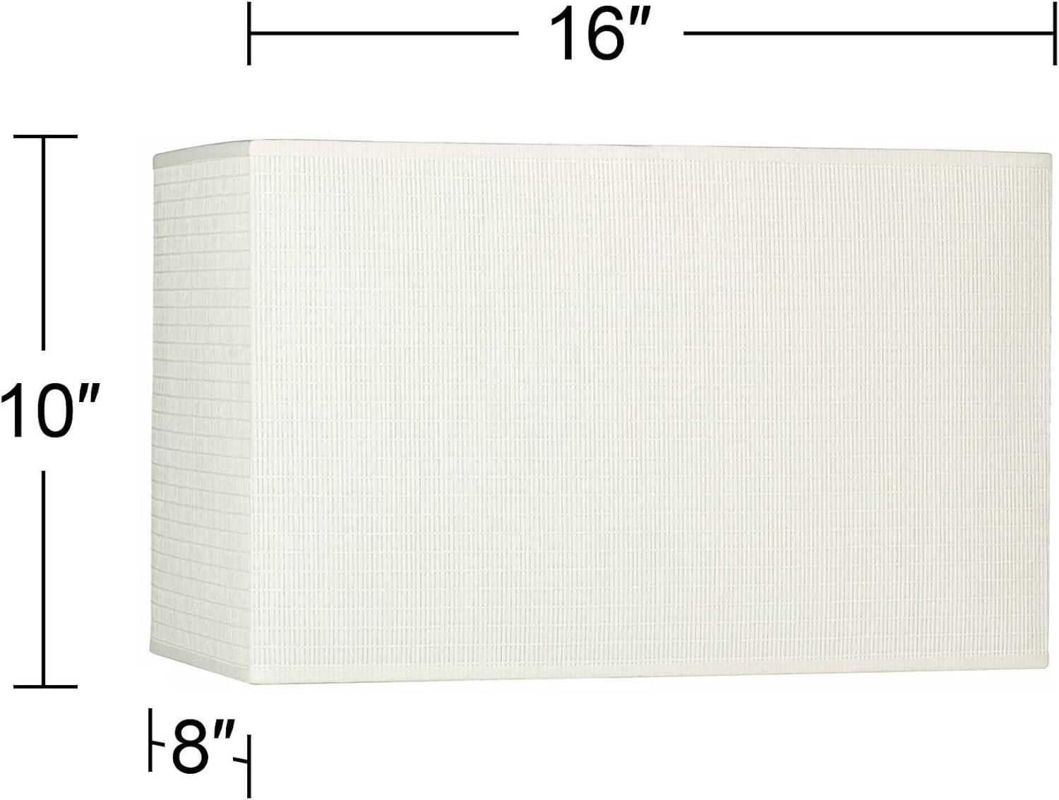 Springcrest Off-White Medium Rectangular Paper Lamp Shade 16" Wide x 8" Deep x 10" High (Spider) Replacement with Harp and Finial