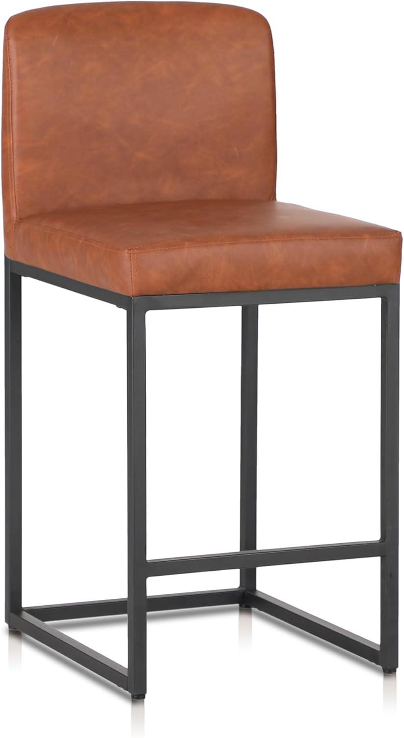 Wade Logan® Catharinus Extra Tall Bar Stool Set - Black Metal Base & Waterproof Faux Leather (Set of 3)