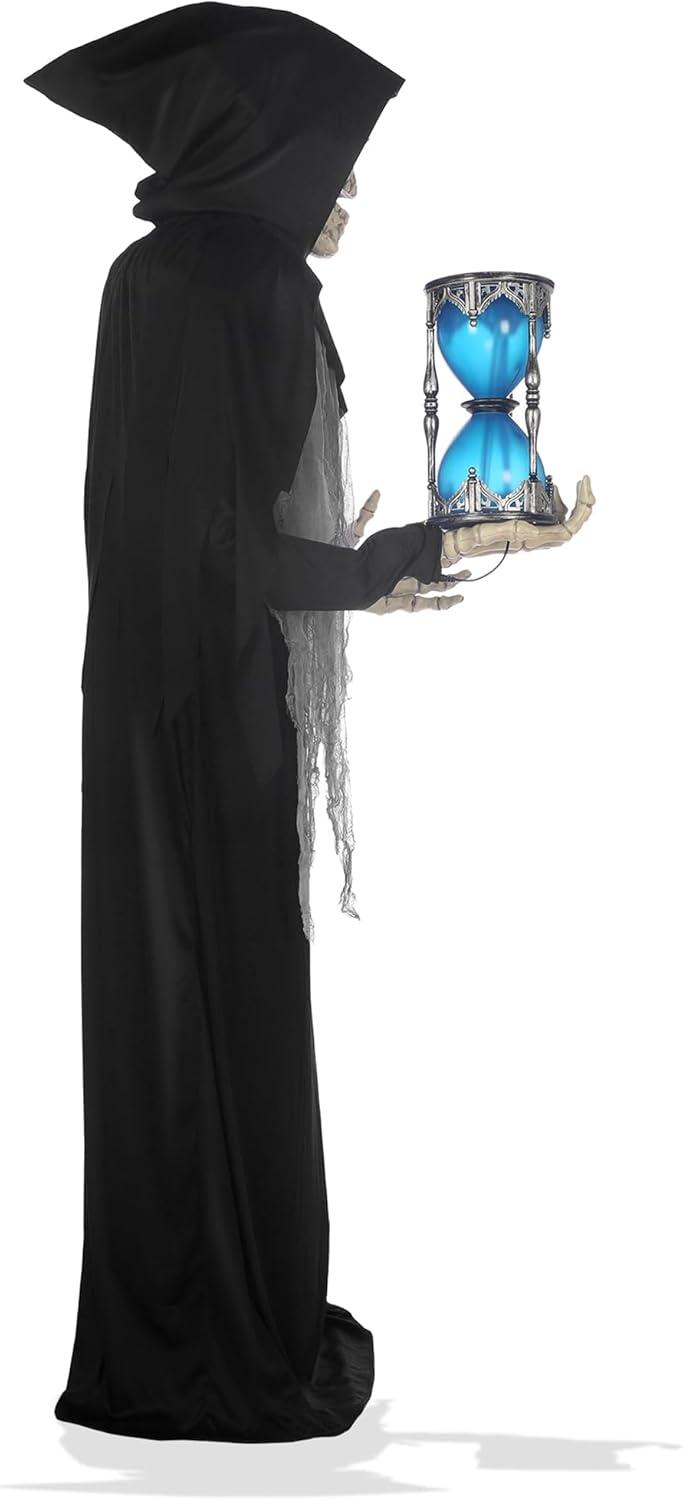 BOO BOX 6.5ft Halloween Animatronic Grim Reaper, Mr. Grim Outdoor Halloween Decoration Standing Poseable Figure, Sound and Motion Activated