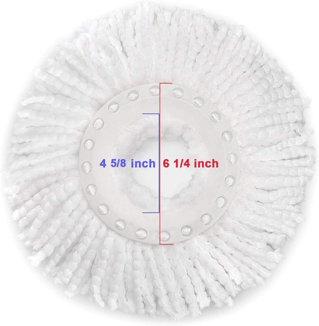 3 Pack Spin Mop Replacement Head for Hurrica, Mopnad, Cassabel and Other 360 Spin Mop Systems, Microfiber Spin Mop Refills (3pc-White)