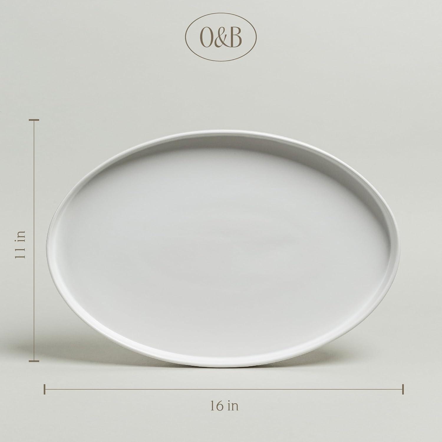 over&back Stackable Oval Serving Platter - Semi - Perfect for Tabletop & Décor