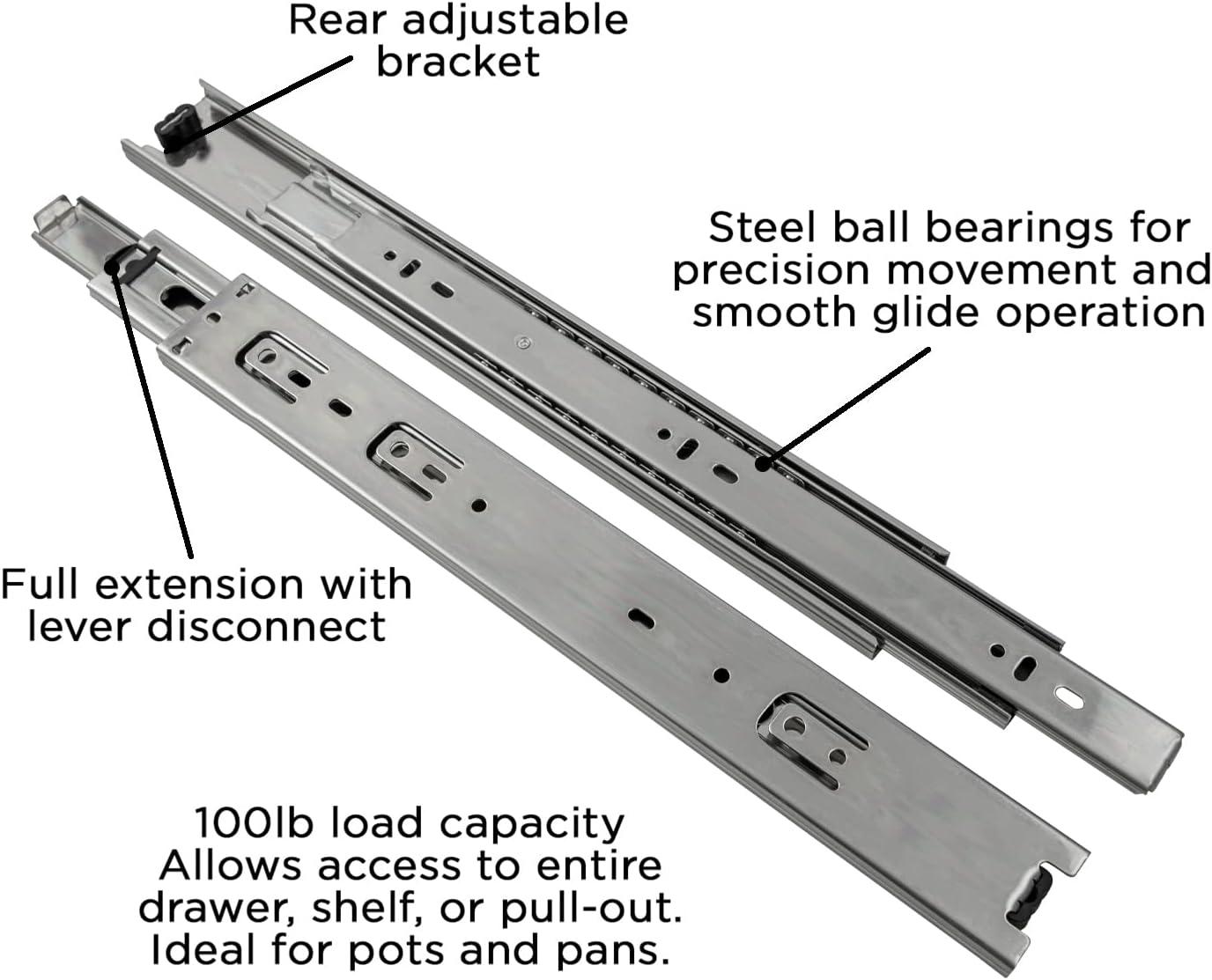 Drawer Slide Side Mount Full Extension Cadmium Finish