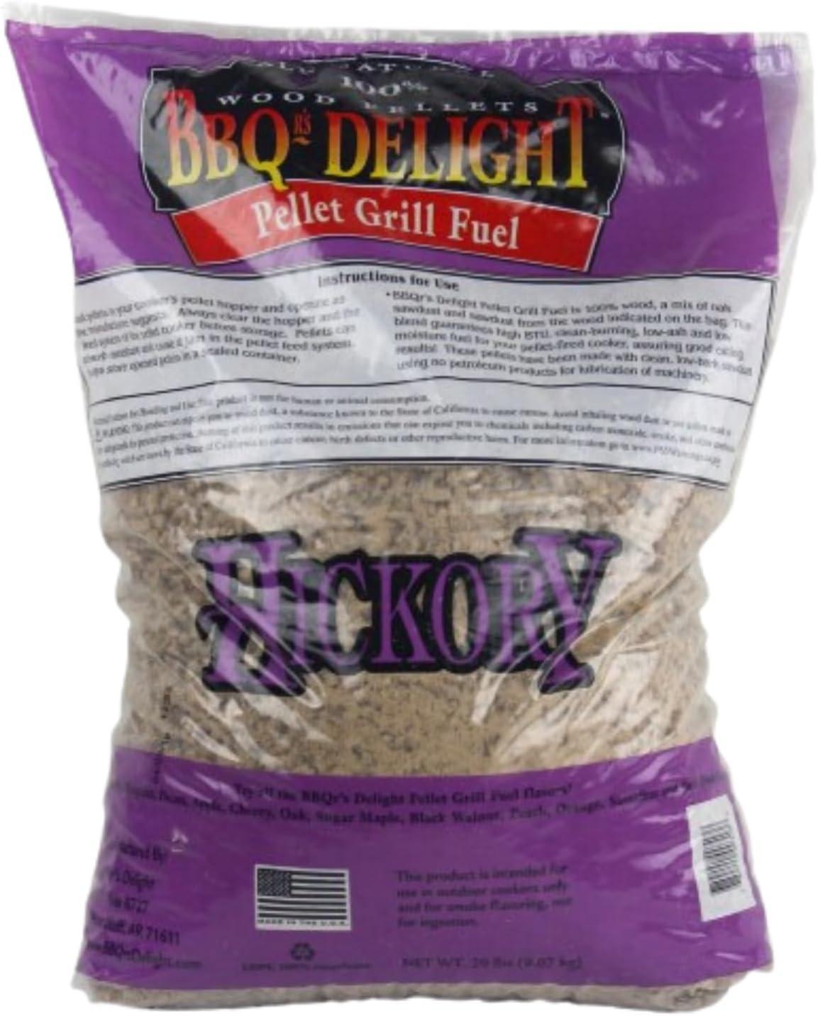 BBQR's Delight Hickory Flavor BBQ Wood Pellets Grill Fuel 20 Lb Bag All Natural