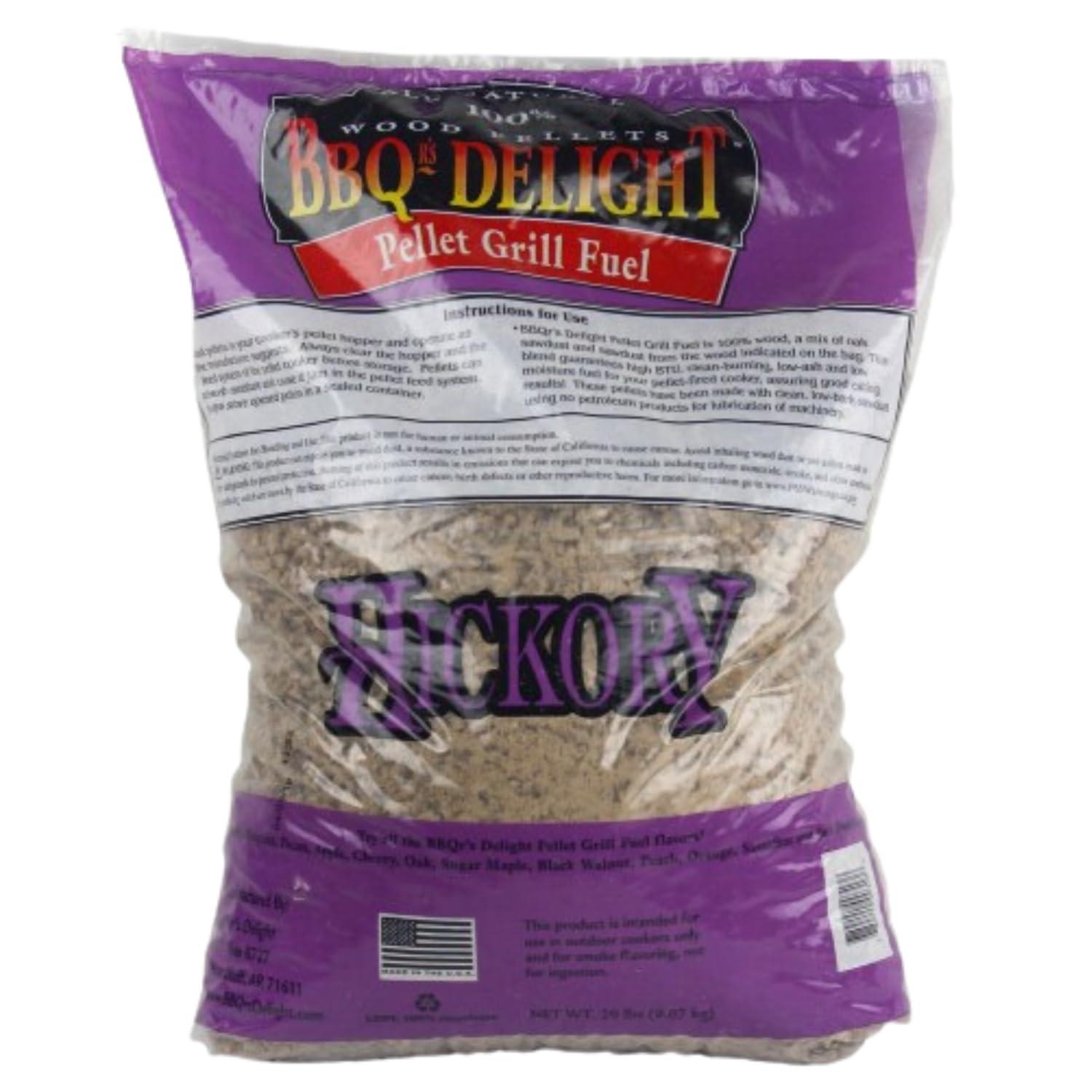BBQR's Delight Hickory Flavor BBQ Wood Pellets Grill Fuel 20 Lb Bag All Natural