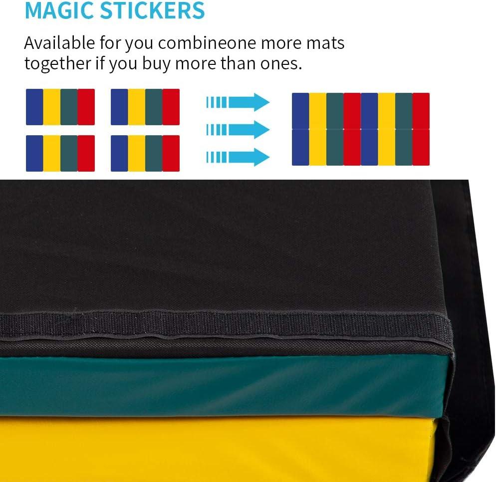 FDW Yoga Arts Mat Gymnastics Mat Wrestling Mat Tumbling Mat Gym Mat Folding Gymnastic Mat Thick PU Leather Exercise Mat for Tumbling Stretching,CM