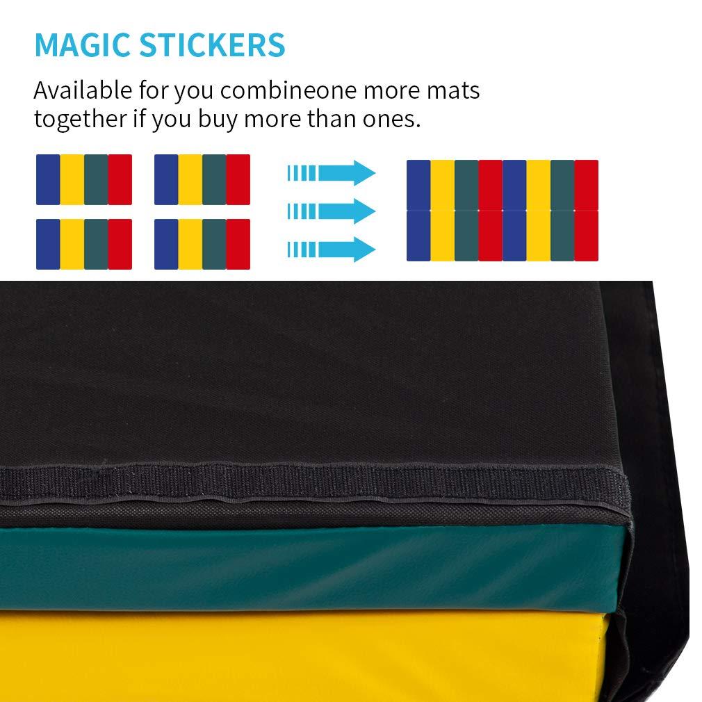 FDW Yoga Arts Mat Gymnastics Mat Wrestling Mat Tumbling Mat Gym Mat Folding Gymnastic Mat Thick PU Leather Exercise Mat for Tumbling Stretching,CM