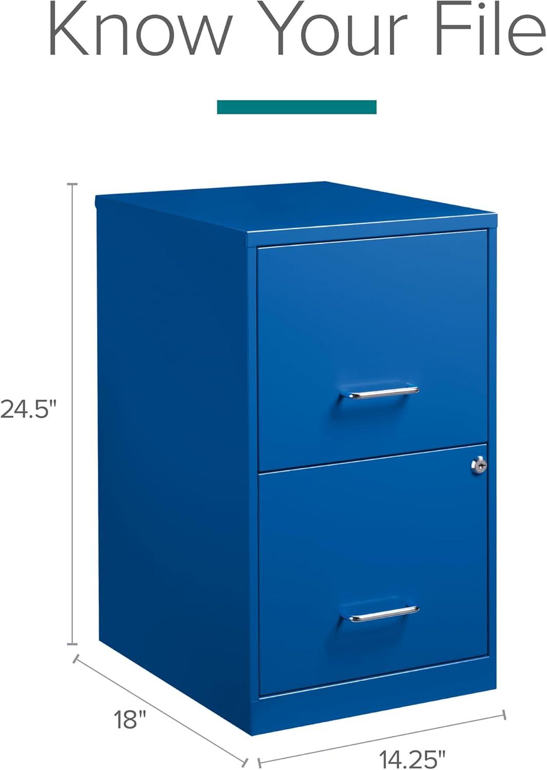 Space Solutions 18" 2 Drawer Metal File Cabinet Classic Blue