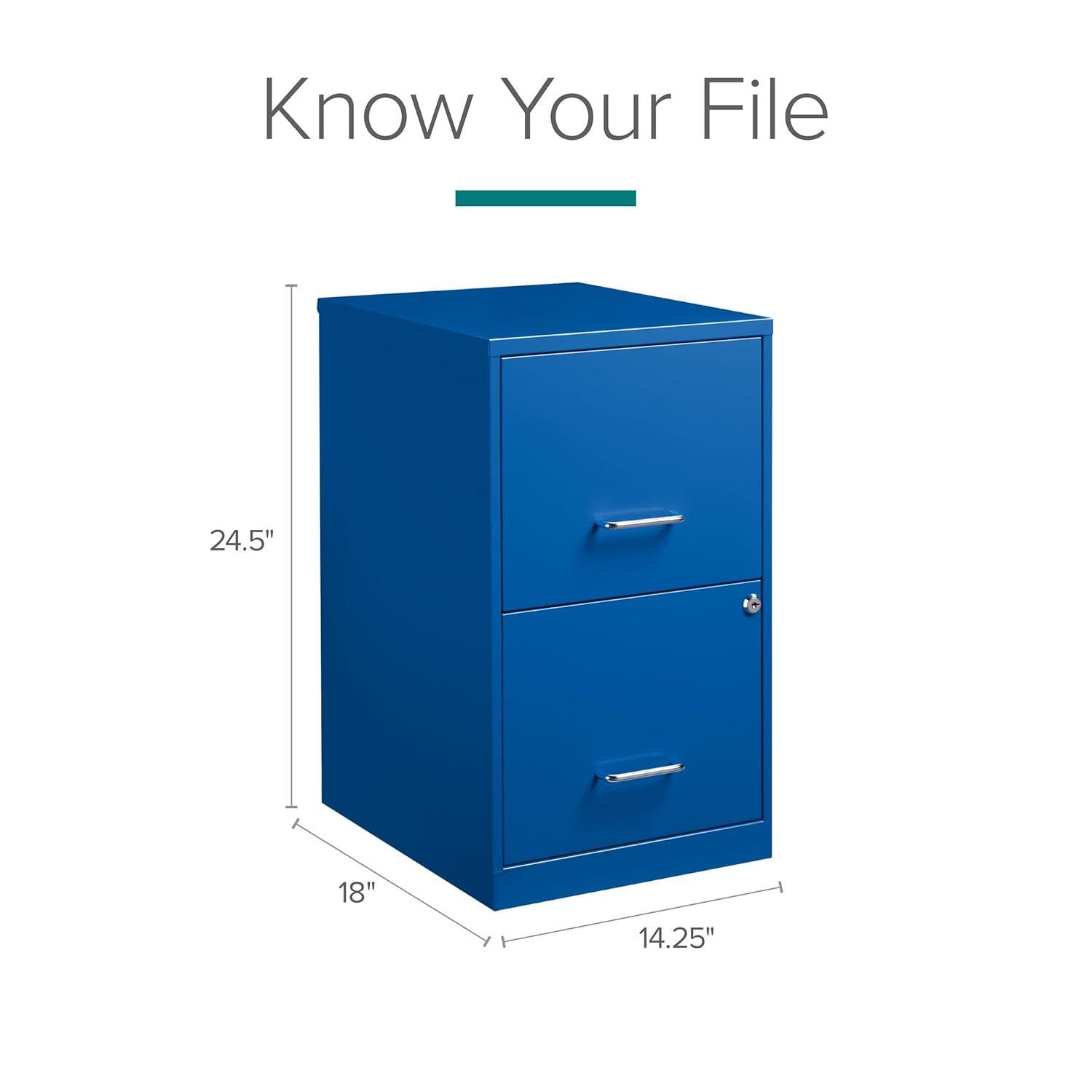 Space Solutions 18" 2 Drawer Metal File Cabinet Classic Blue