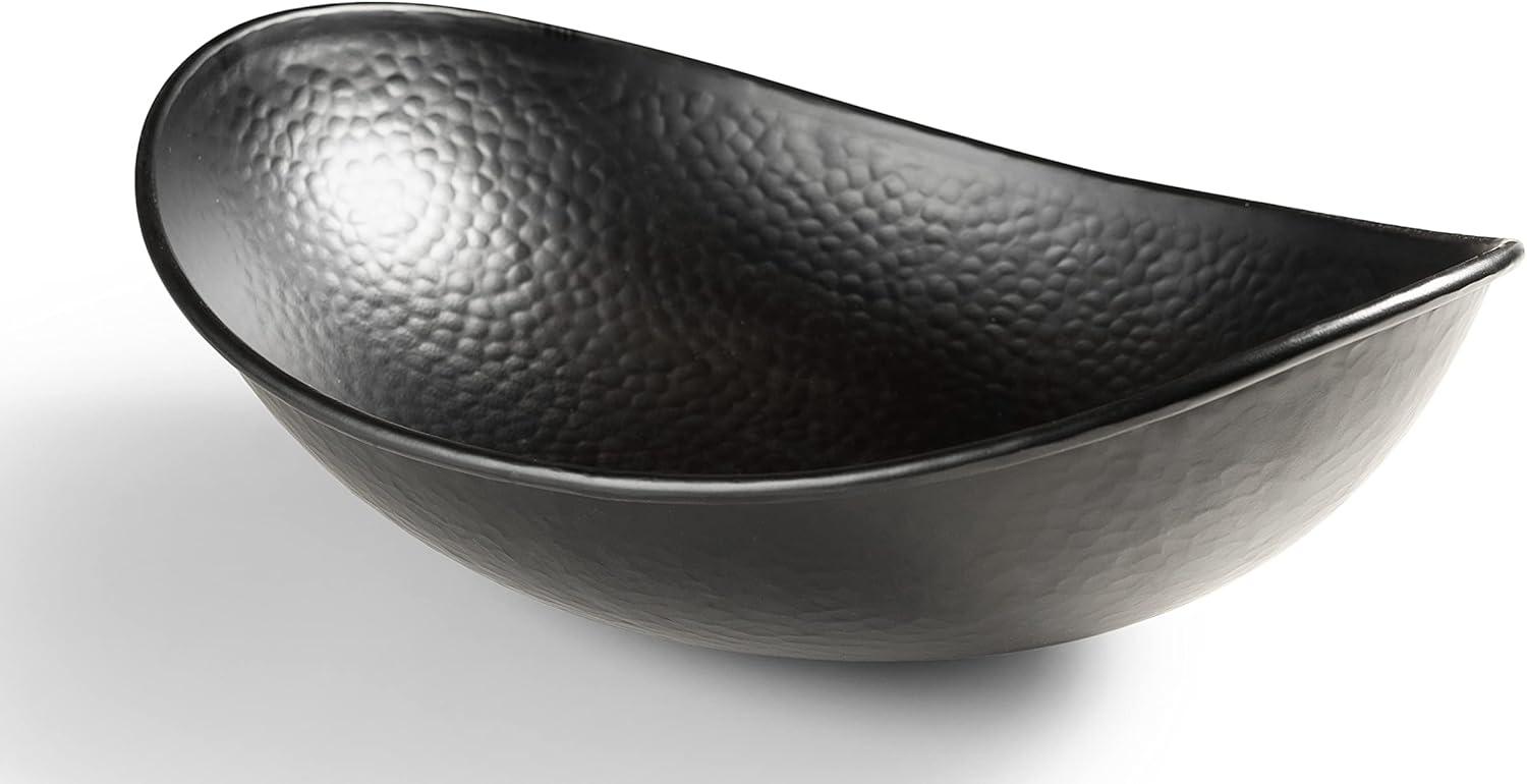 Monarch Abode Matte Black Hand Hammered Harbor Bathroom Vessel Sink, 19 inches