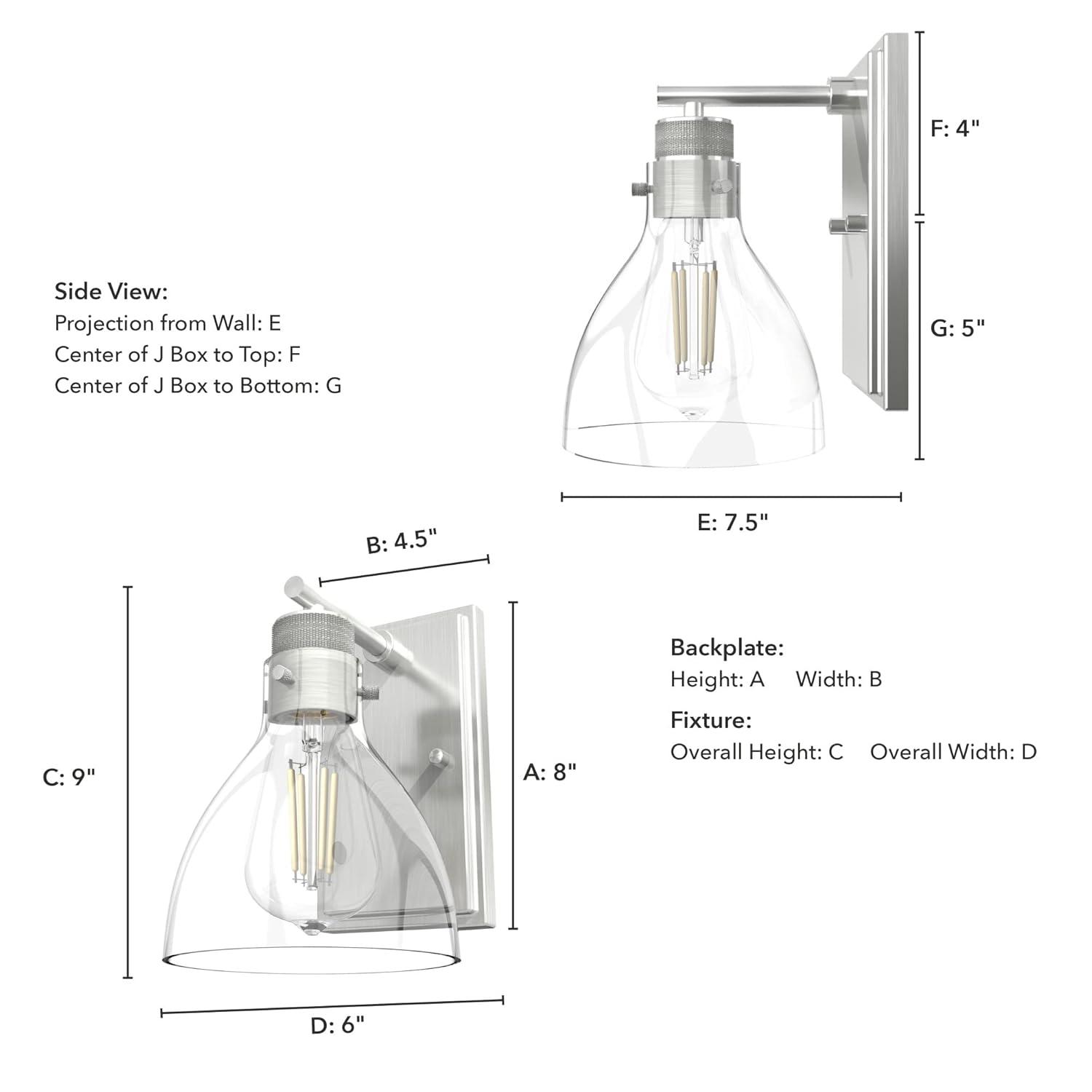 Hunter Van Nuys Brushed Nickel 1 Light Sconce Wall Light Fixture