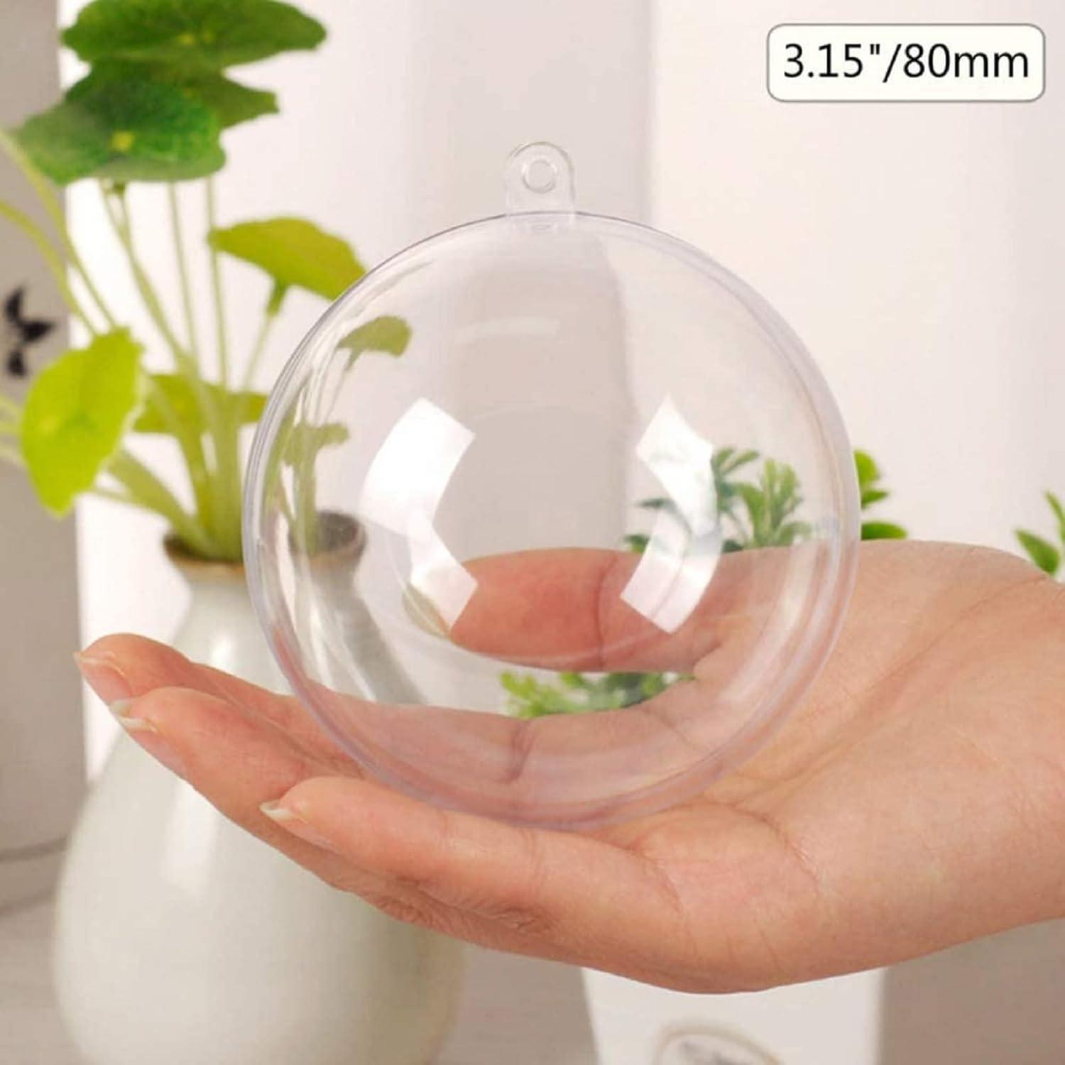 12 Pack Clear Plastic Fillable Round Ornament Balls 3.15''