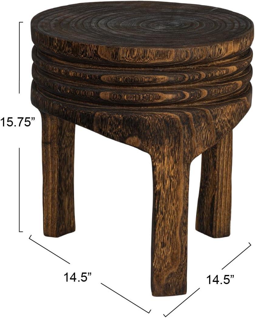 Storied Home Wood Carved Accent Table