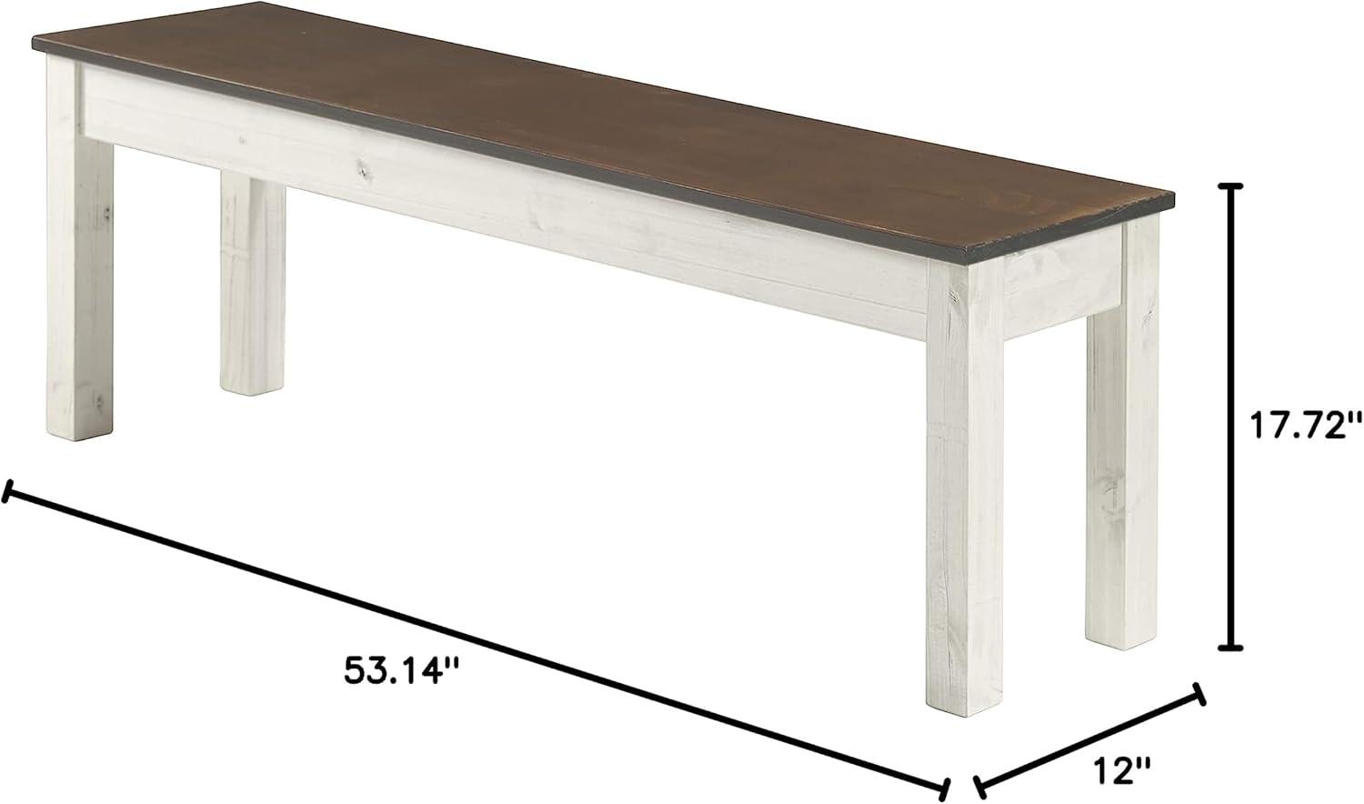 Bridge Brazil Wood Bench White Distressed | Furniture Dash White distressed finish, seat in brown lacquer.