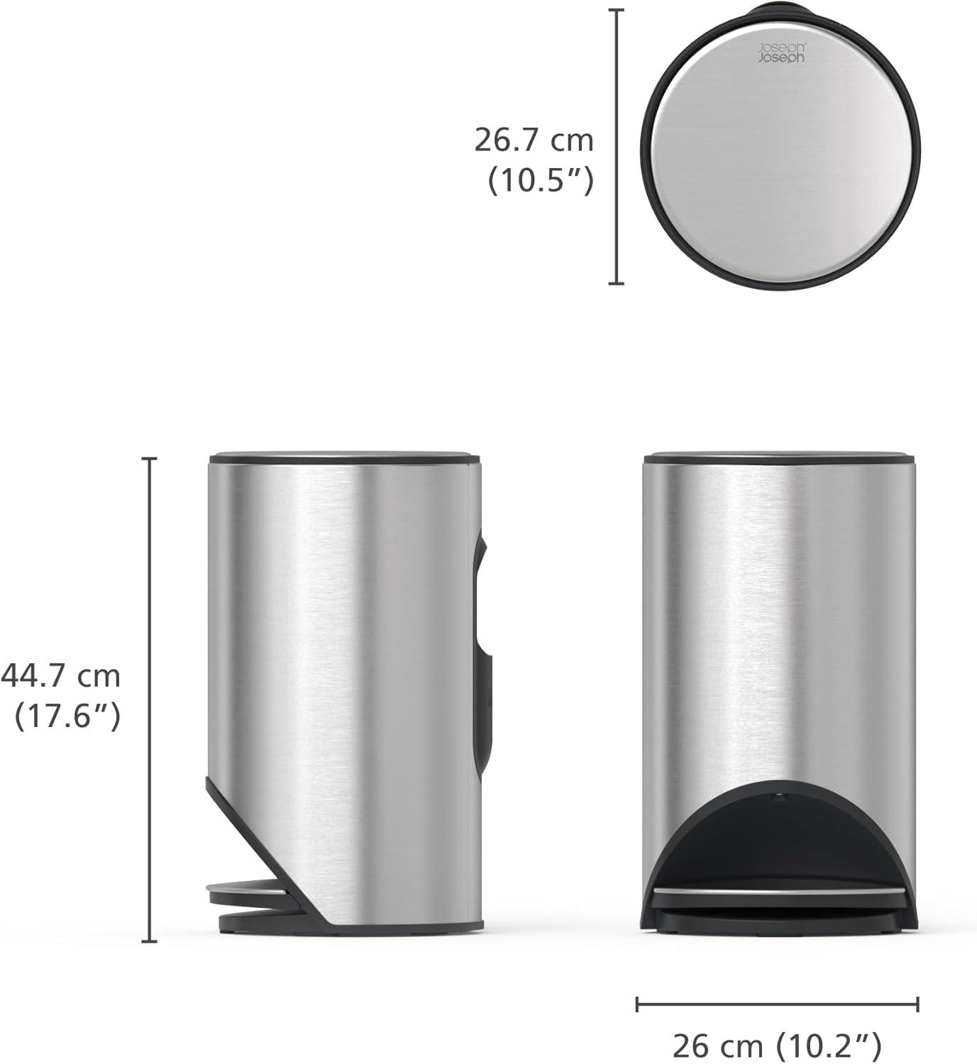 Stainless Steel 10L Slimline Pedal Trash Can with Soft-Close Lid