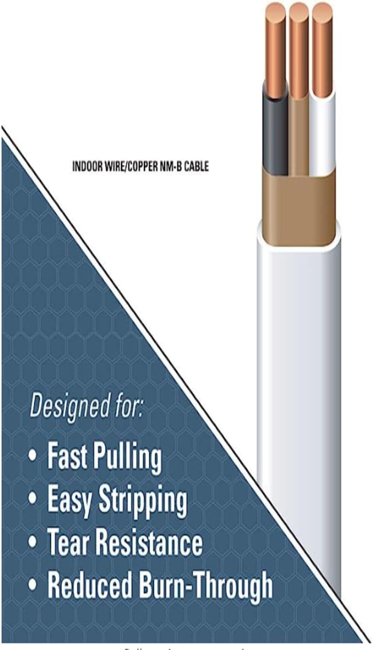Southwire 28827422 50' 14/2 with ground Romex brand SIMpull residential indoor electrical wire type NM-B White