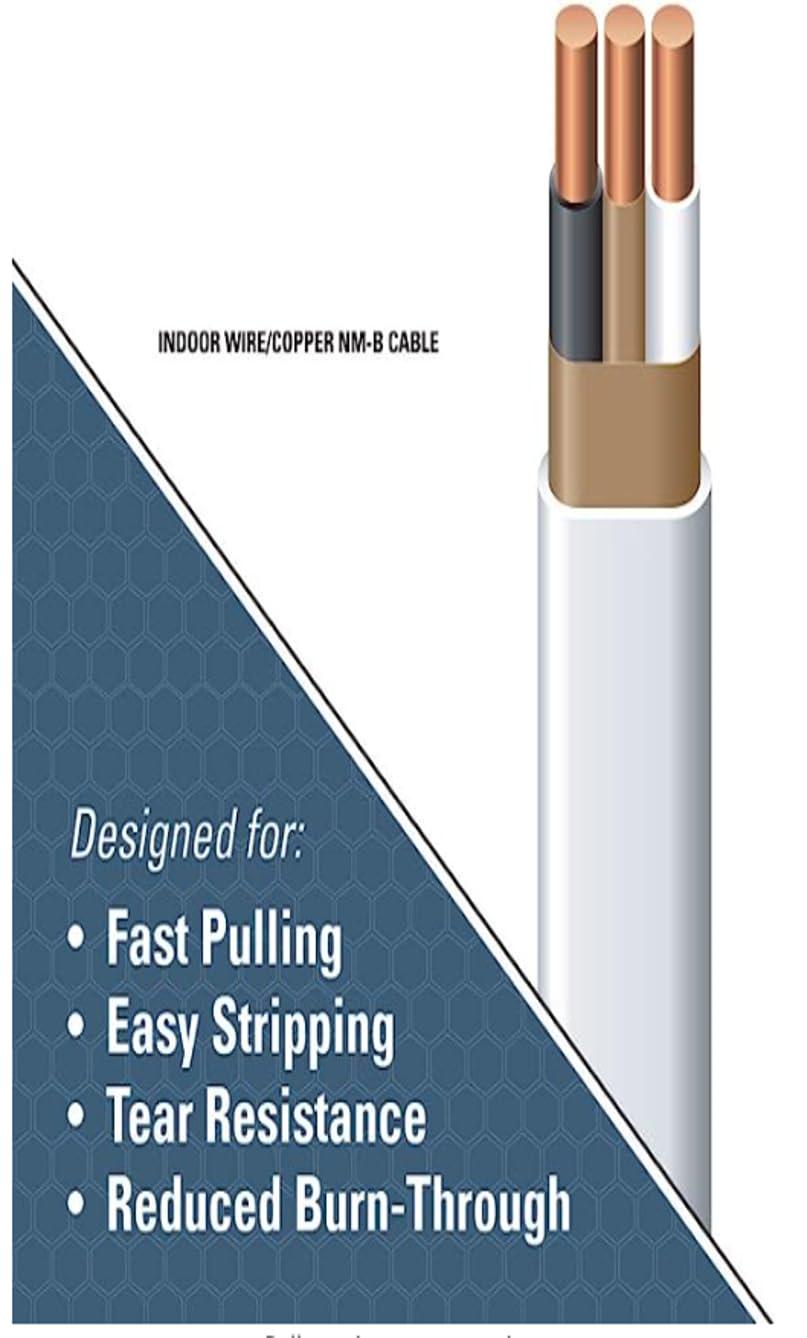 Southwire 28827422 50' 14/2 with ground Romex brand SIMpull residential indoor electrical wire type NM-B White