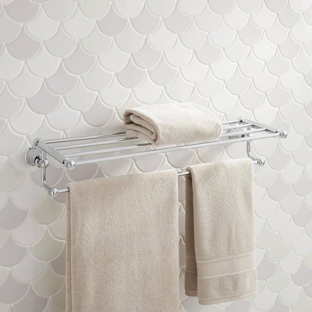 Signature Hardware 433254 Cooper Collection Wall-Mount Towel Rack with Shelf
