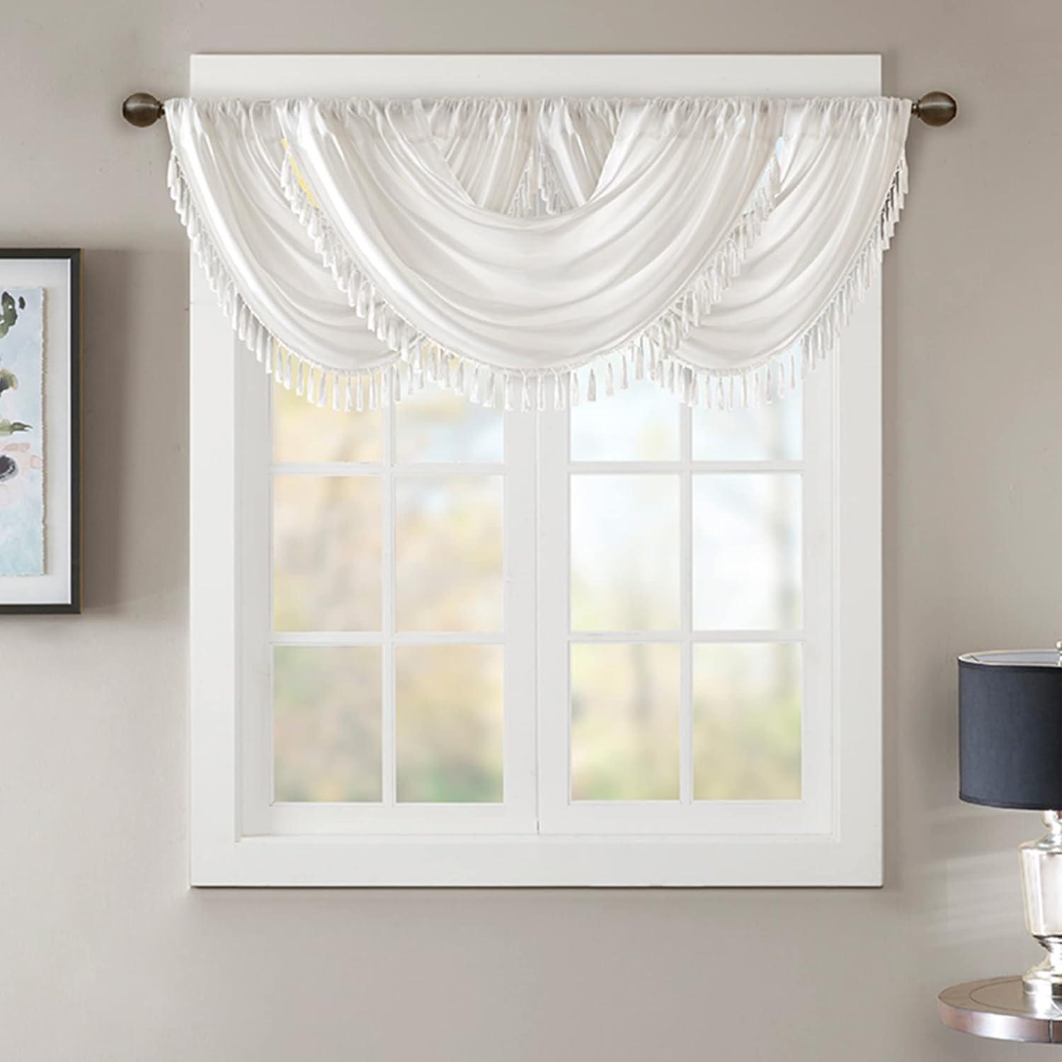 Elena Faux Silk Waterfall Embellished 38'' W Window Valance