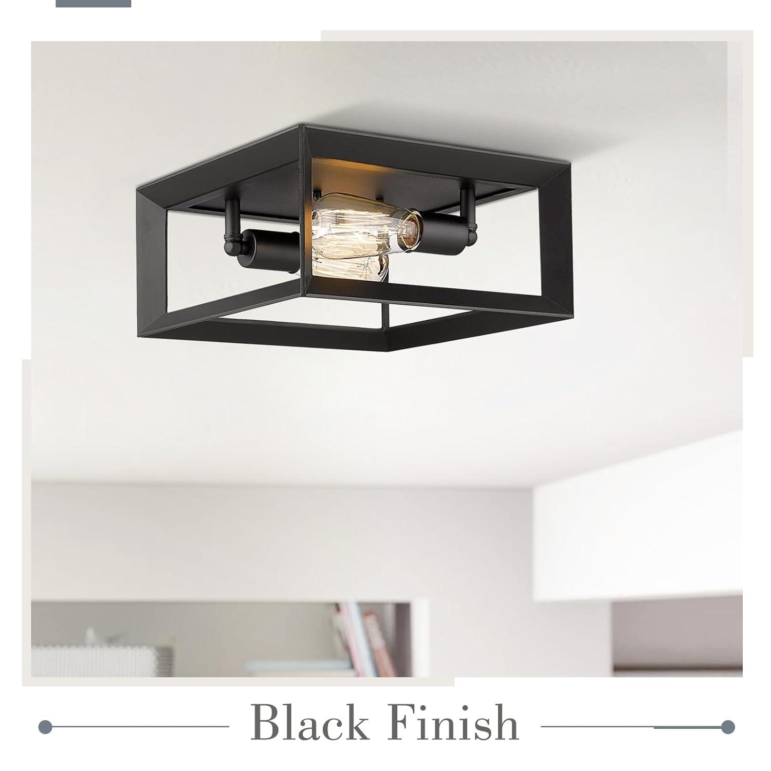 Emliviar 2-Light Ceiling Light, 12" Flush Mount Ceiling Lighting Fixture, Oil Rubbed Bronze Finish, 3040-2 ORB