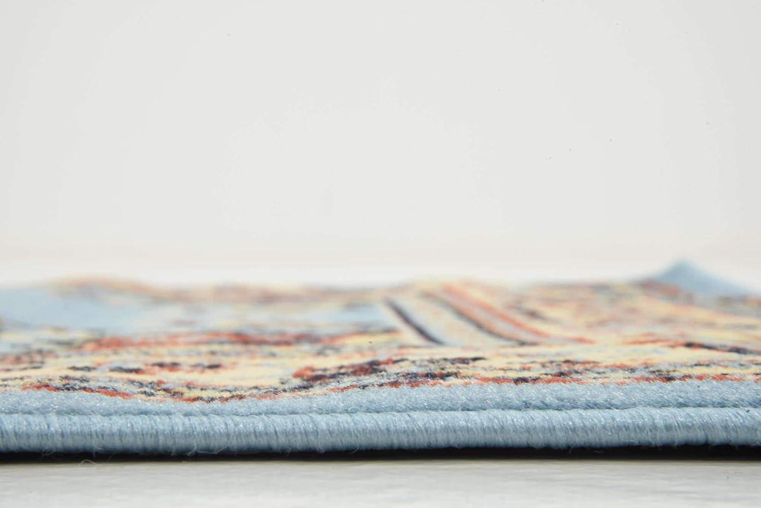 Unique Loom Washington Reza Rug Light Blue/Cream 3' x 16' 5" Runner Floral French Perfect For Bathroom Hallway Mud Room Laundry Room