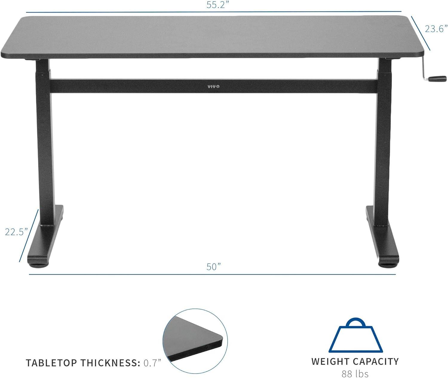 Modern Alloy Steel 55" Black Adjustable Standing Desk