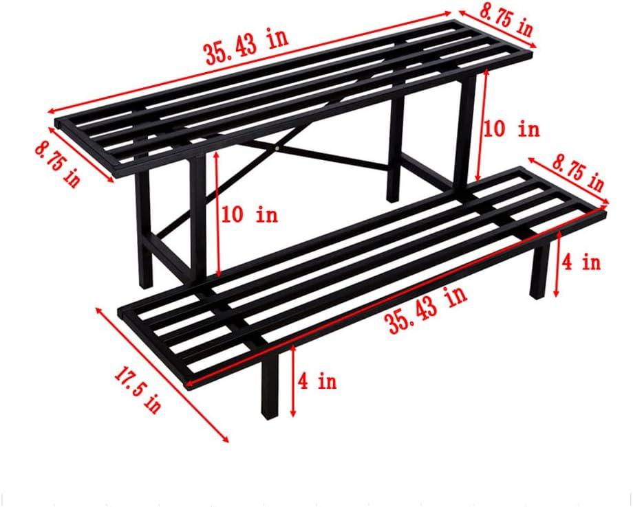 Black Metal 2-Tier Heavy Duty Plant Stand