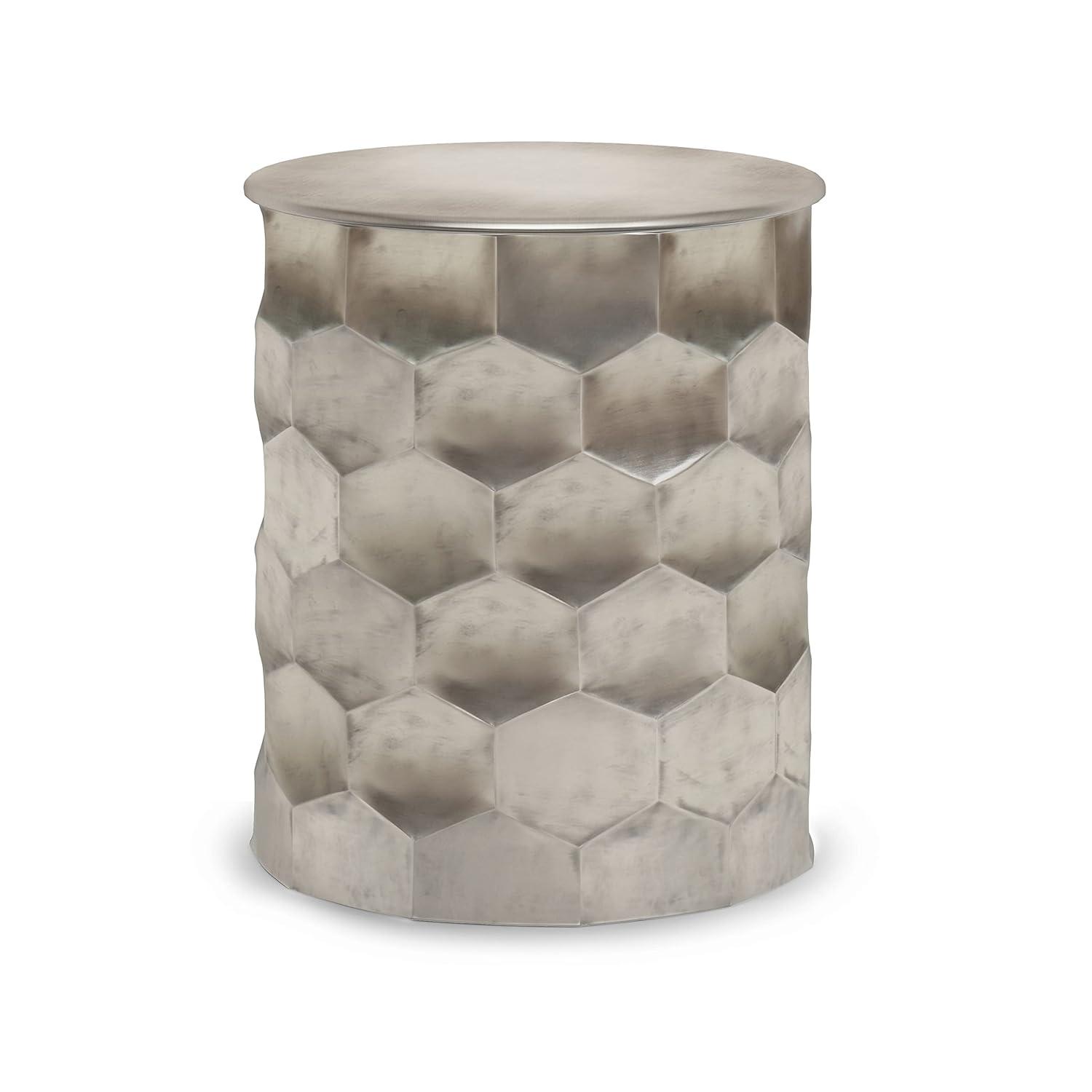 Simpli Home Whitney 17"W Metal Industrial End Table with Storage and Honeycomb Design, Assembled