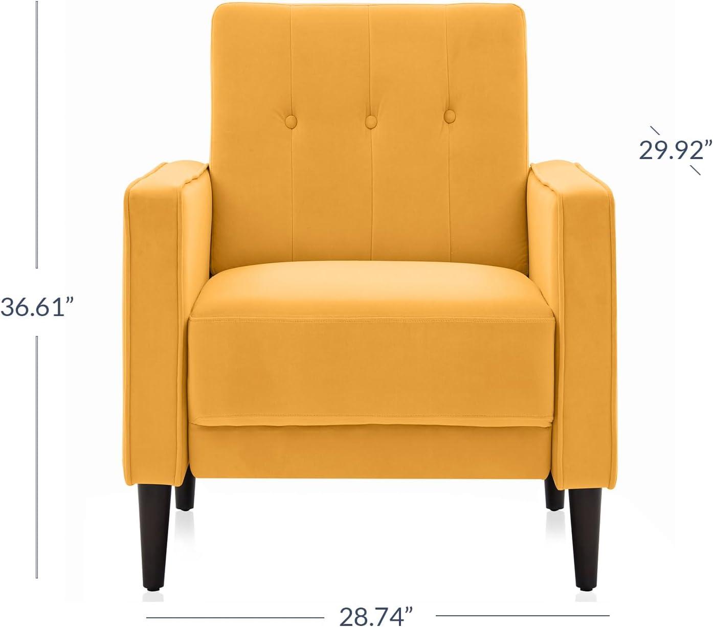 BELLEZE Mid-Century Modern Velvet Armchair - Valencia (Yellow)