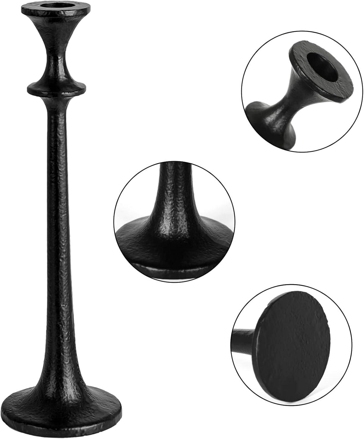 Black Iron Taper Candle Holder - Set of 3 Decorative Candle Stand - Candlestick Holder for Wedding, Dinning, Party