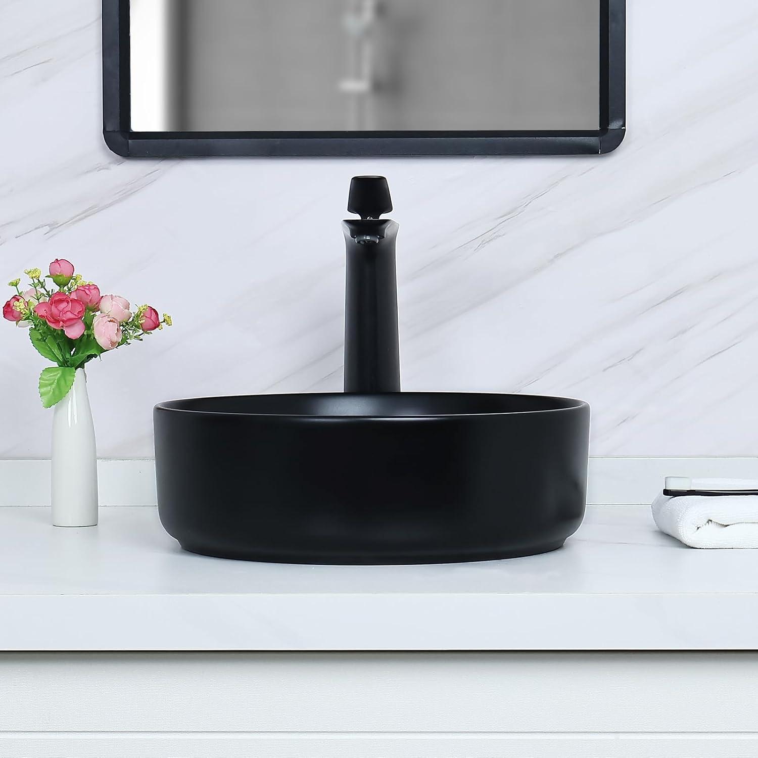 Beautifully crafted PINGCNG circular ceramic art vessel sink for bathroom - stylish and high-quality addition to modern homes and renovations.