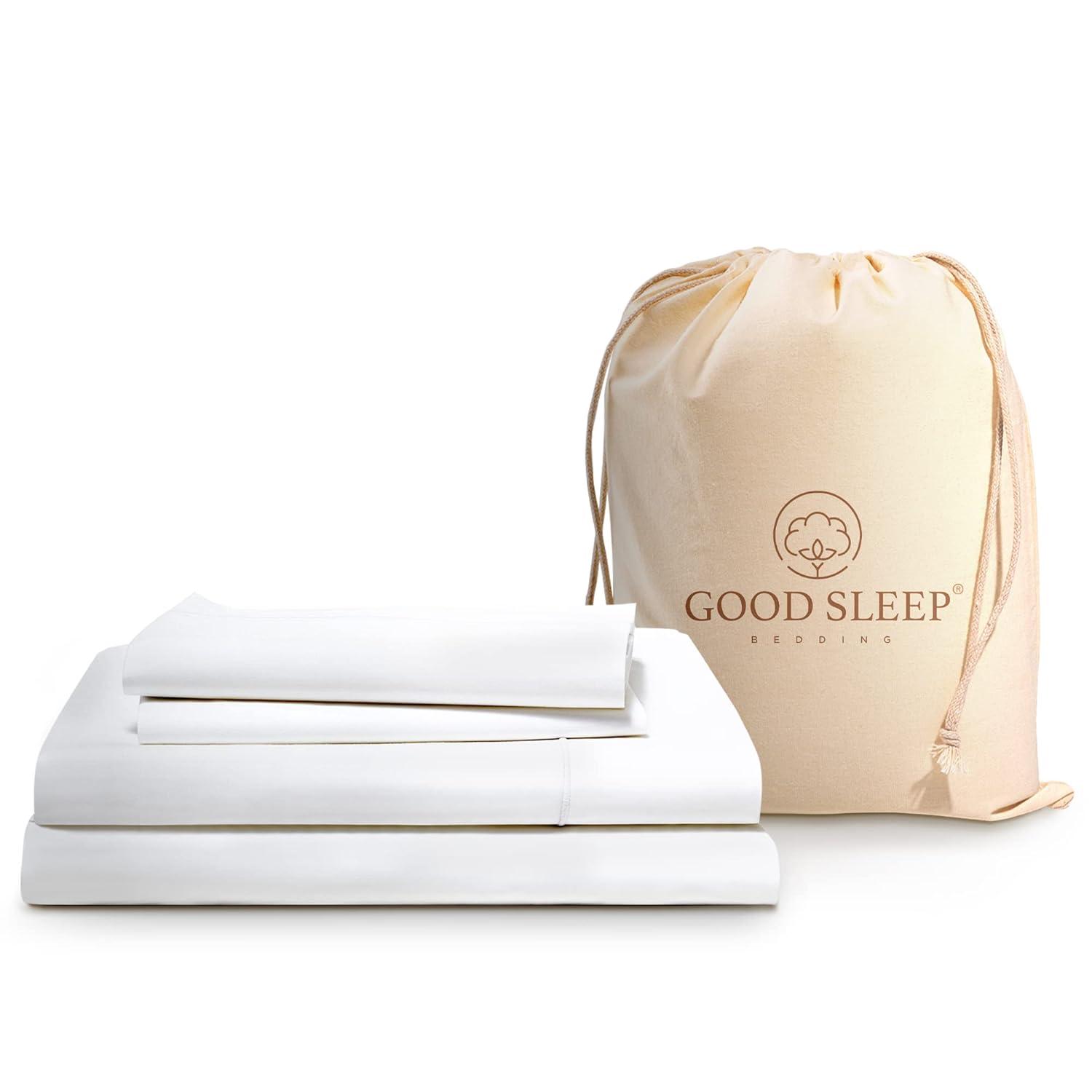 Good Sleep Bedding 1000 TC Egyptian Cotton Sheets Set, 4 Pc Queen Bed Sheets Set, White for All Age Group