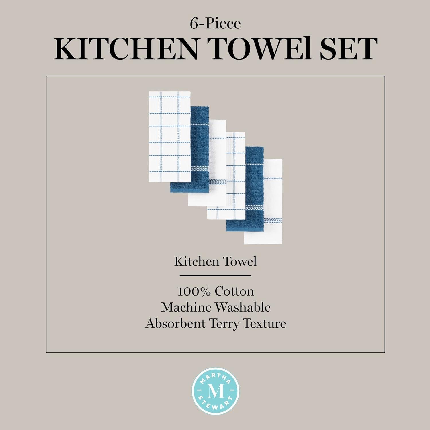 Martha Stewart Martha Stewart Modern Waffle Kitchen Towel Set 6-Pack, Linen, 16"x28" (Set of 6)