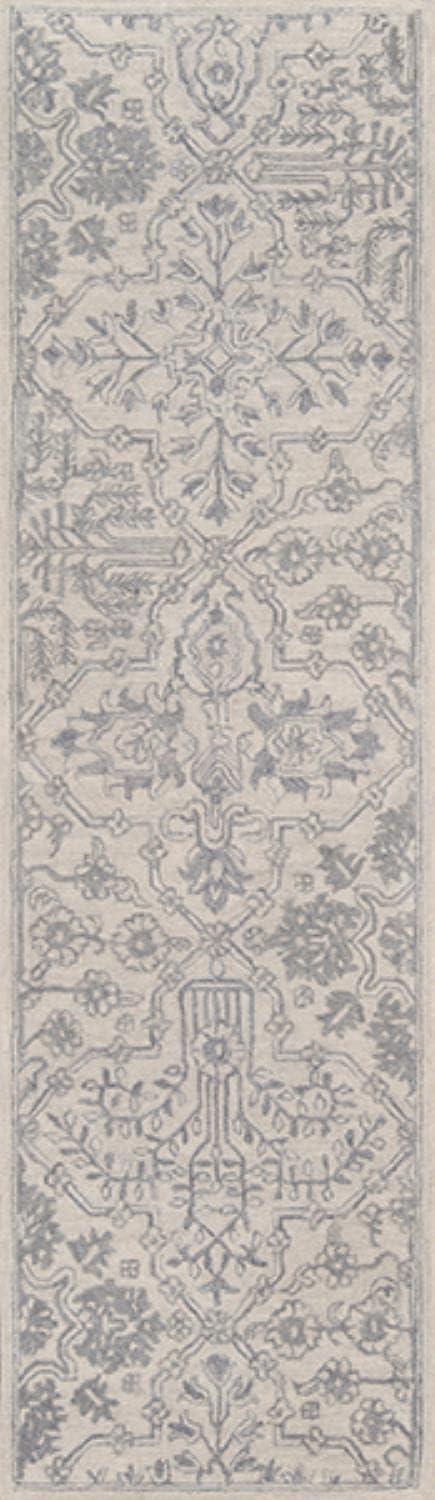 Regal Arabesque 24" Hand-Tufted Grey Wool Rectangular Rug