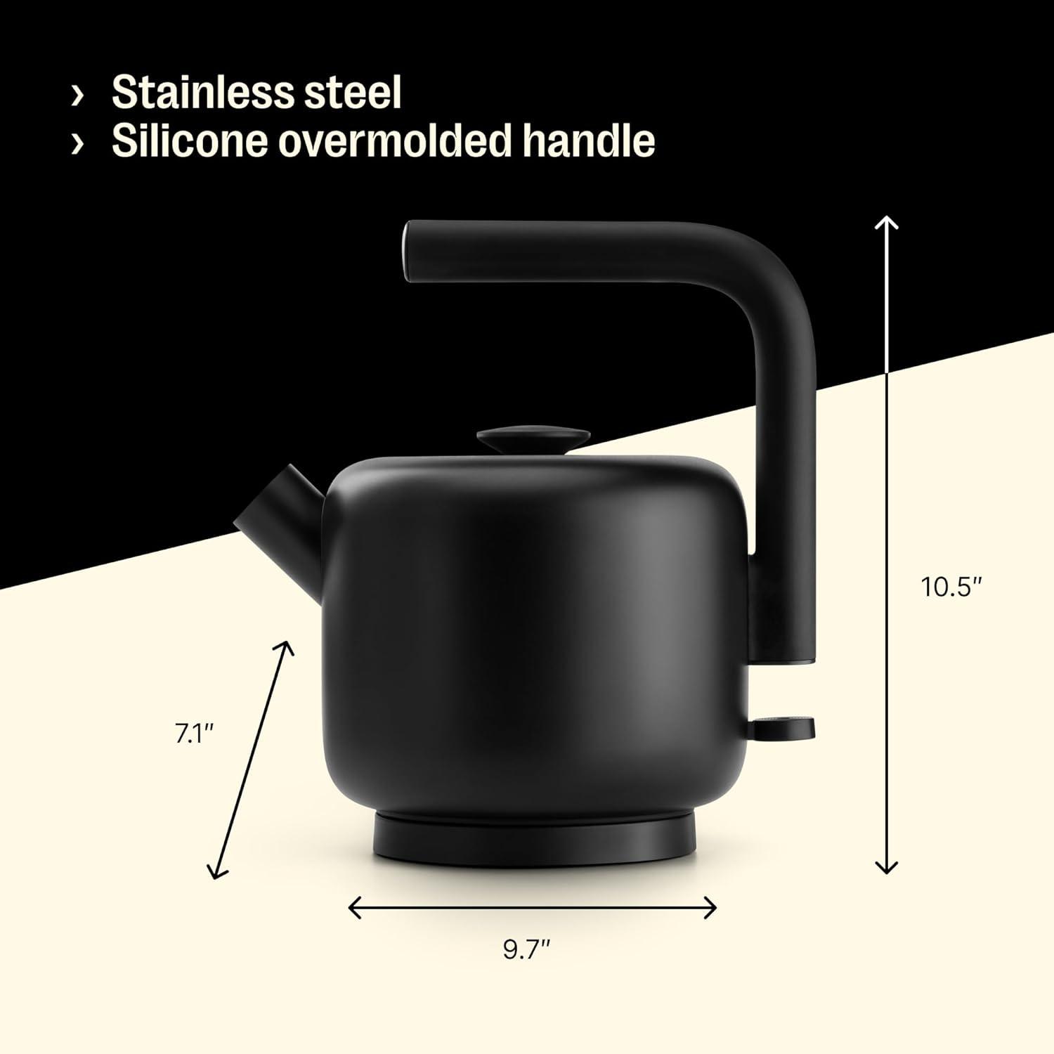 Clyde Matte Black Stainless Steel Electric Kettle, 1.5 Liter