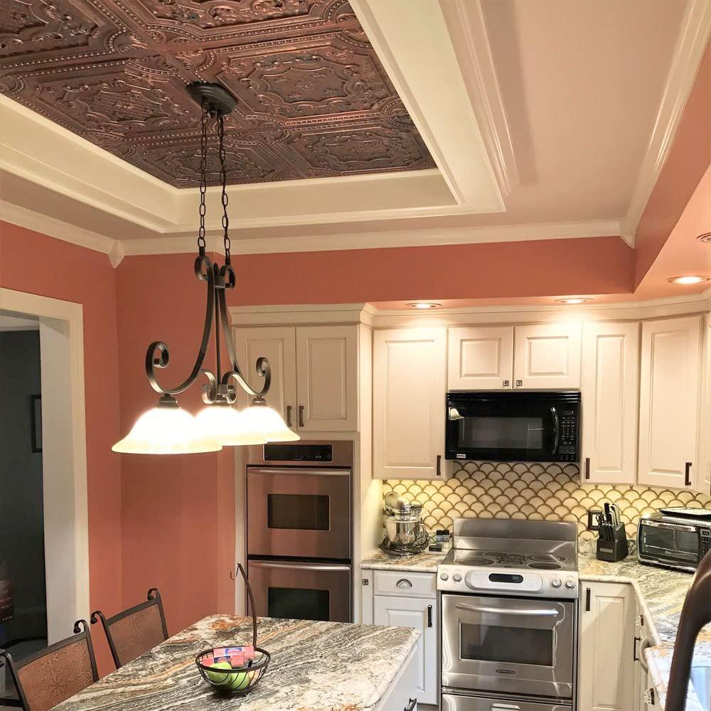 FromPlainToBeautifulInHours Elizabethan Shield 2 Ft. X 2 Ft. Drop-In Or Glue-Up PVC Ceiling Tile (Set of 25)