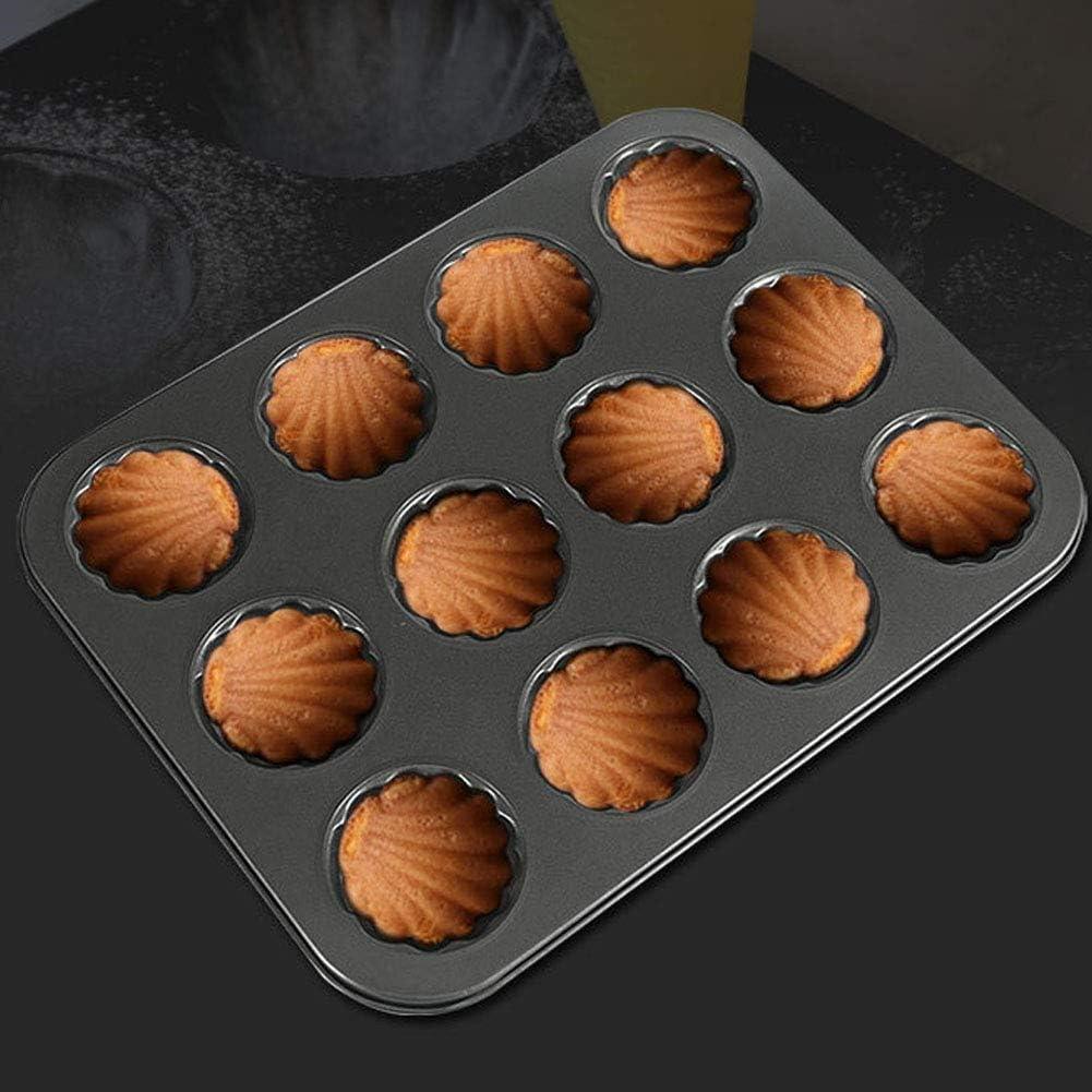 Mold Cake Pan for Madeleine, ZEENEEK 12-Cavity Non-Stick Spherical Shell Madeline Bakeware for Oven Baking - 2 Pack