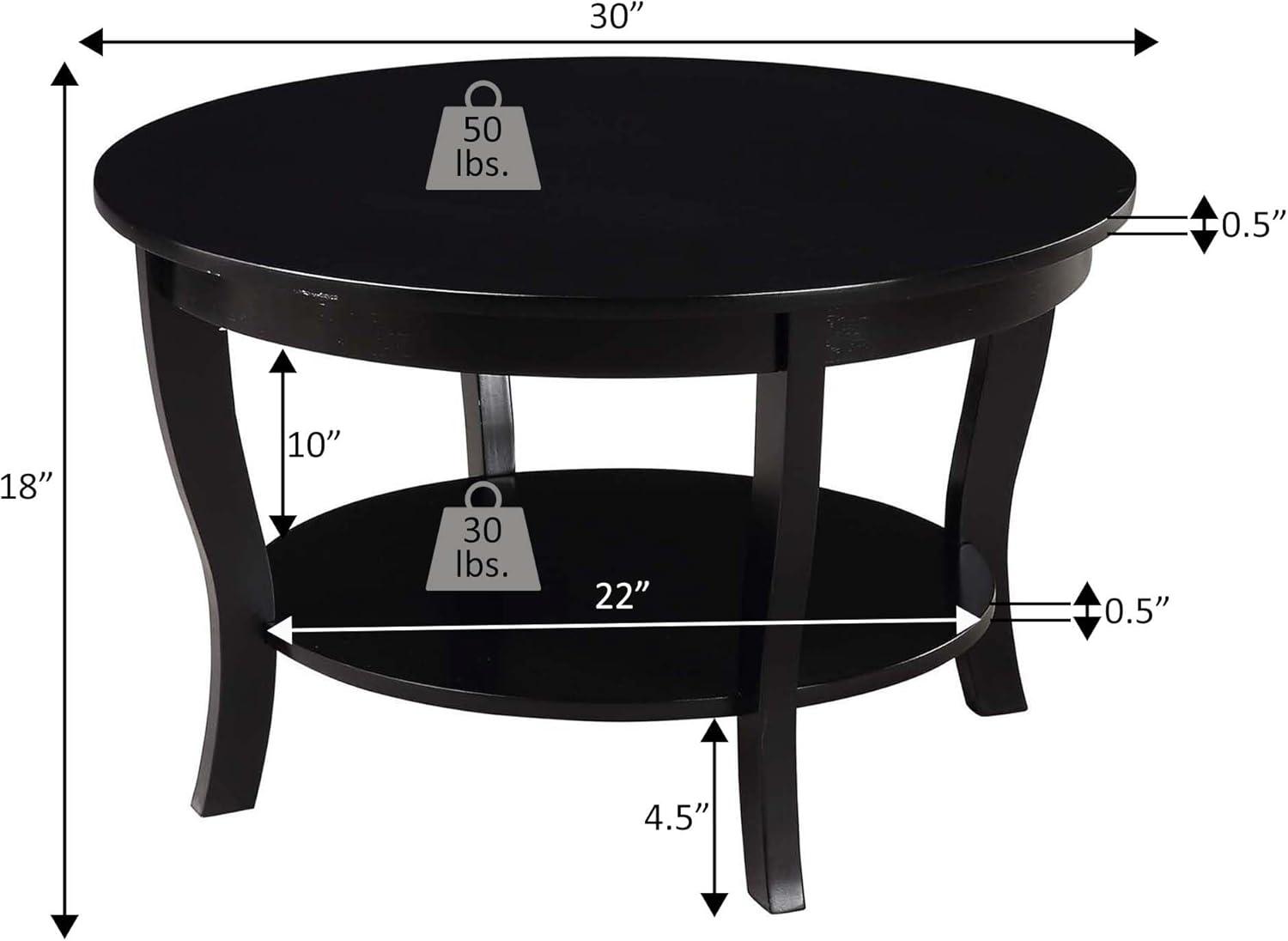 American Heritage Round Coffee Table, Black