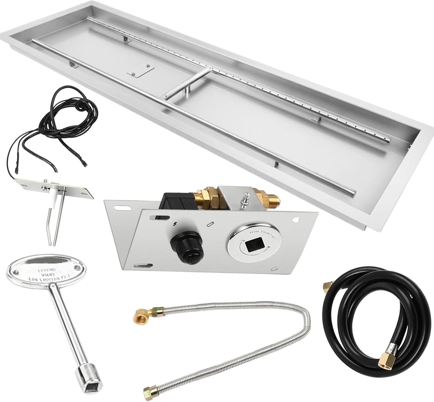 Stainless Steel 48'' Rectangular Gas Fire Pit Kit