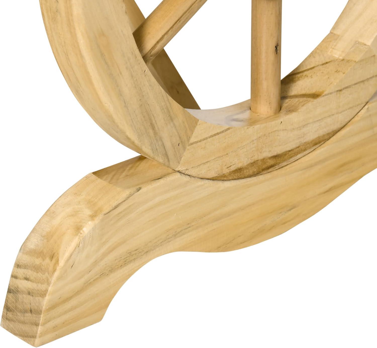 Outsunny 2-Person Wooden Garden Bench, Outdoor Wagon Wheel Porch Bench for Backyard Garden, Support 550 LBS, Rustic Country Style, Brown