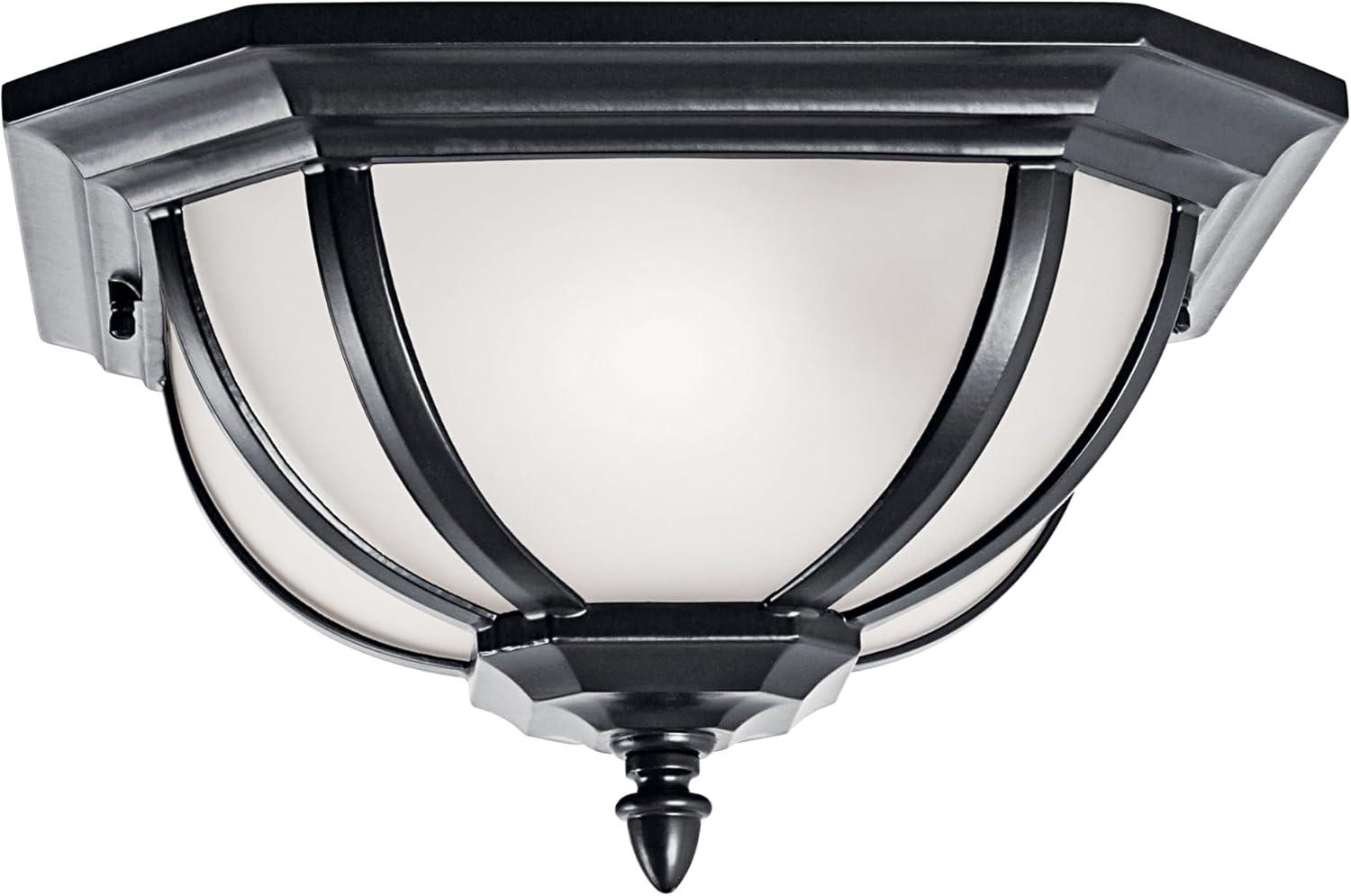 Black and White Glass Bronze 2-Light Flush Mount Ceiling Fixture