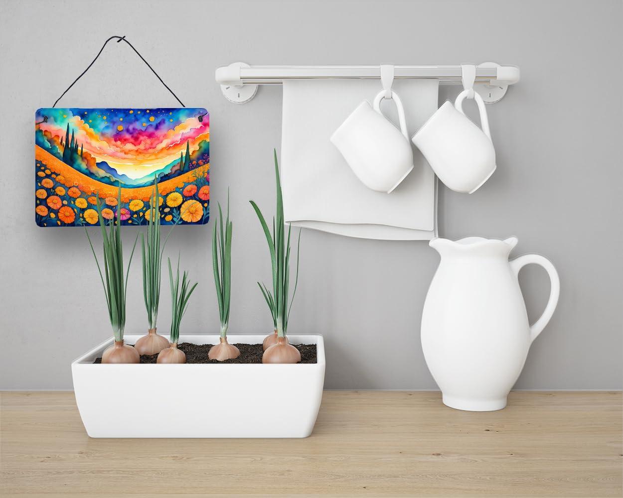 Marigolds in Color Wall or Door Hanging Prints 8 in x 12 in