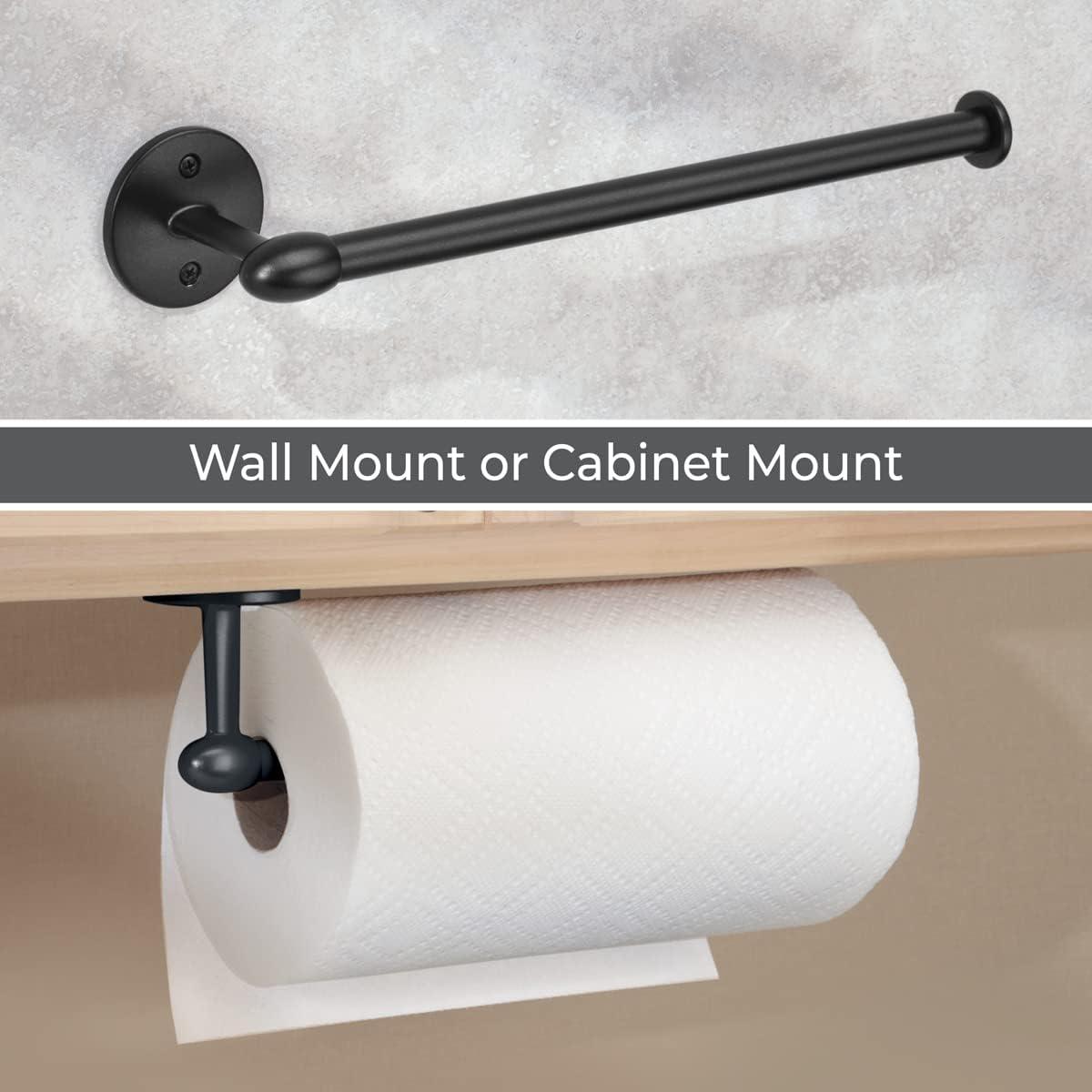 InterDesign Orbinni Paper Towel Holder for Kitchen - Wall Mount/Under Cabinet, Matte Black