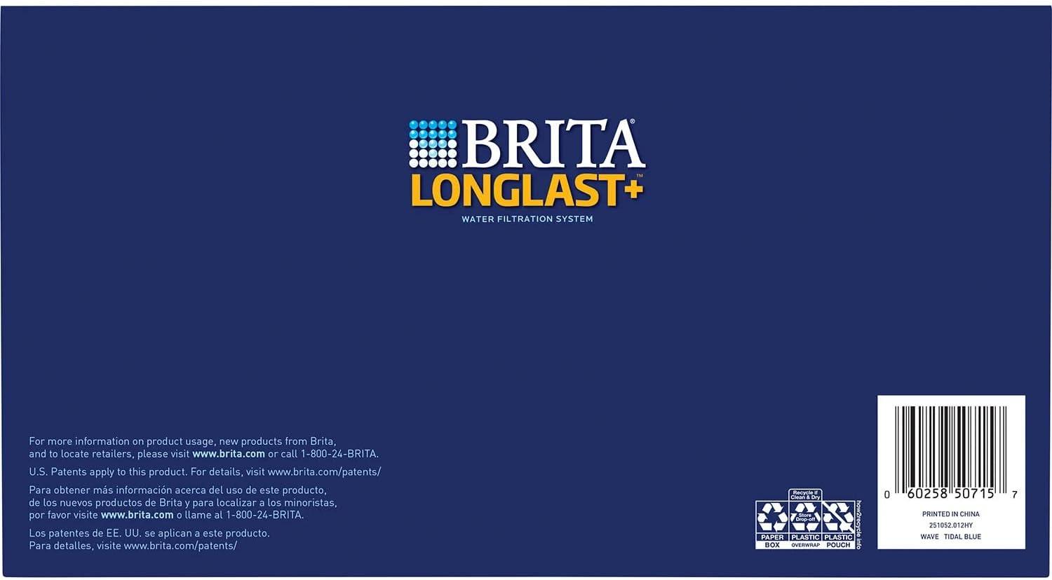 Brita Wave Large 10-Cup Water Filter Pitcher with 2 Longlast+ Filters- Blue