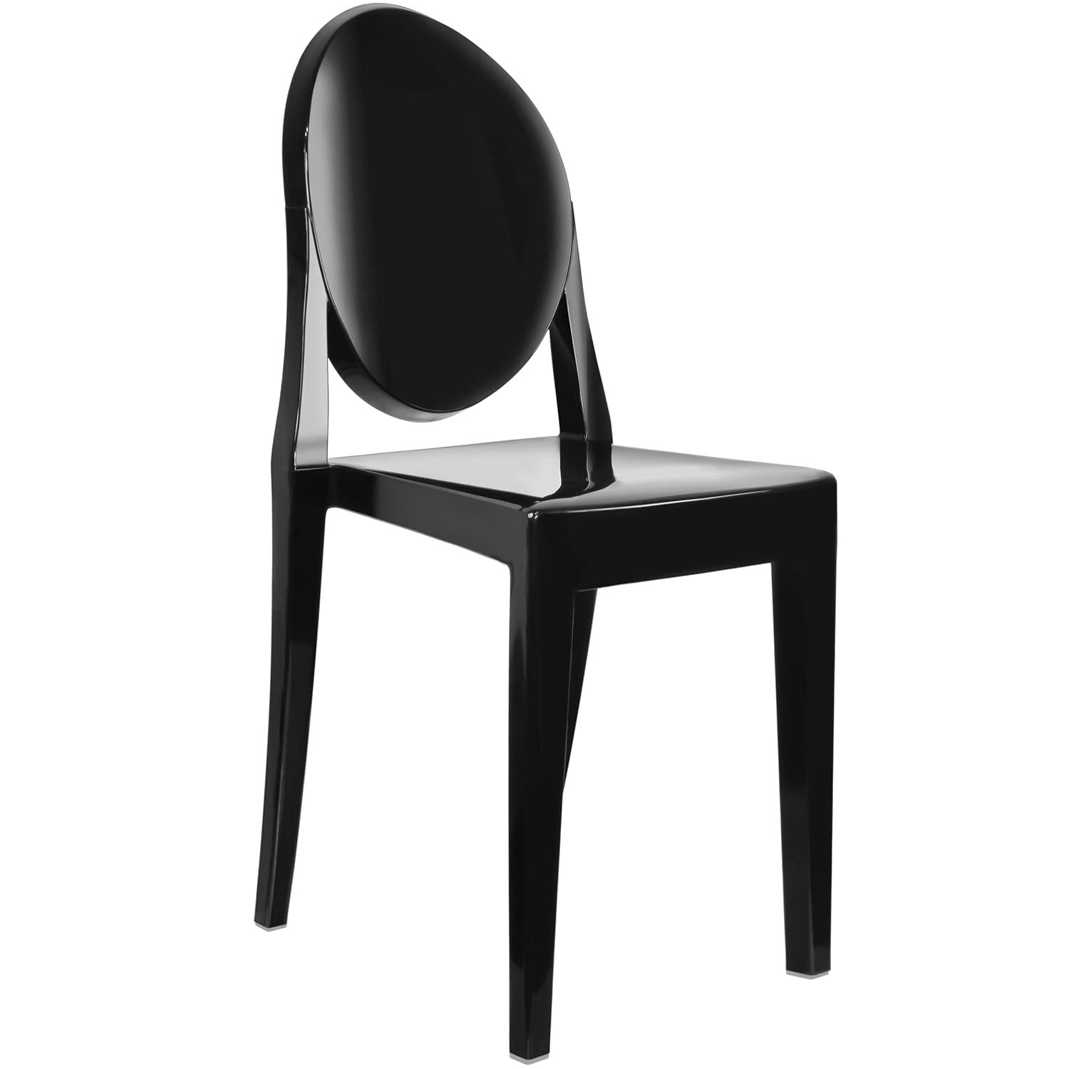 2xhome Modern Contemorary Dining Ghost Side Chair Stackable Victorian Acrylic Plastic Vanity Chair, Black