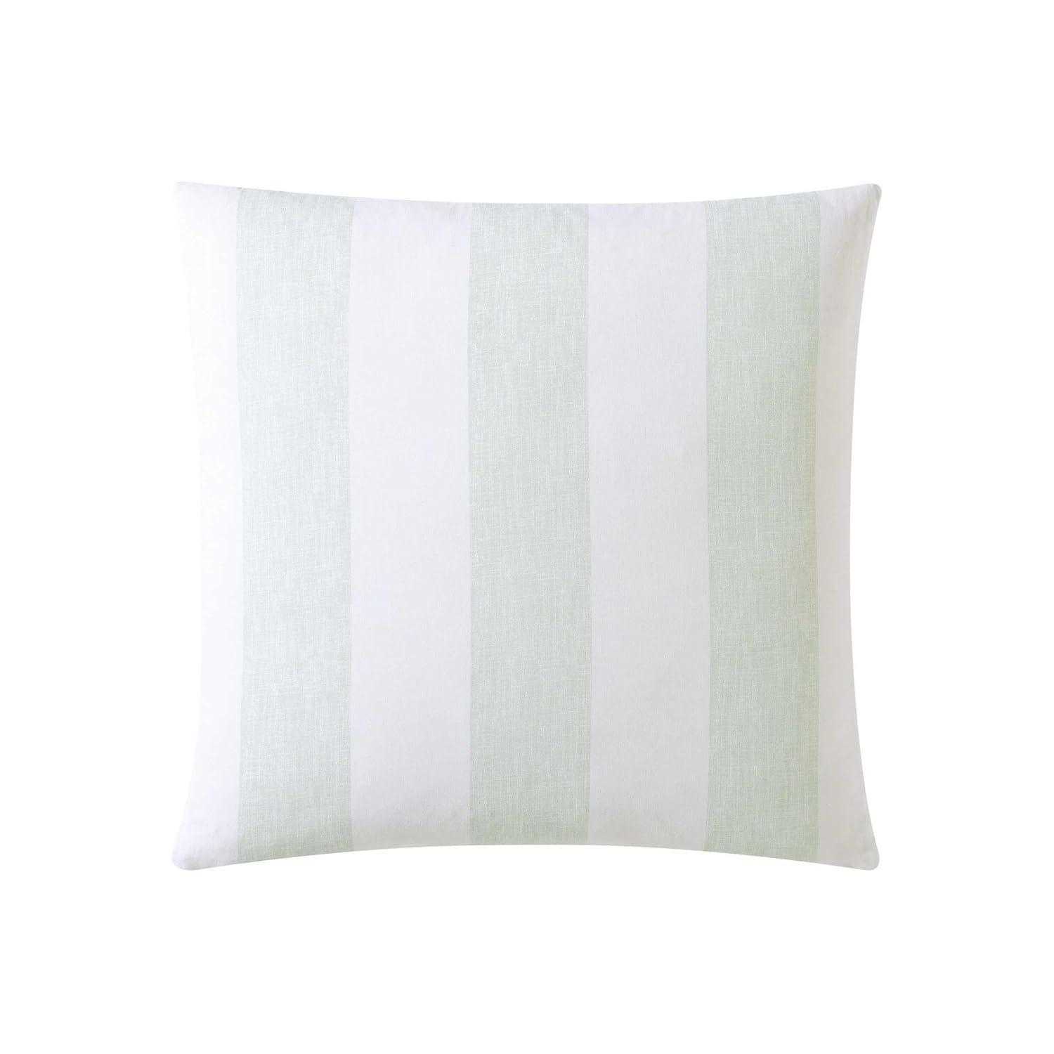 Green and White Striped Cotton Square Throw Pillow
