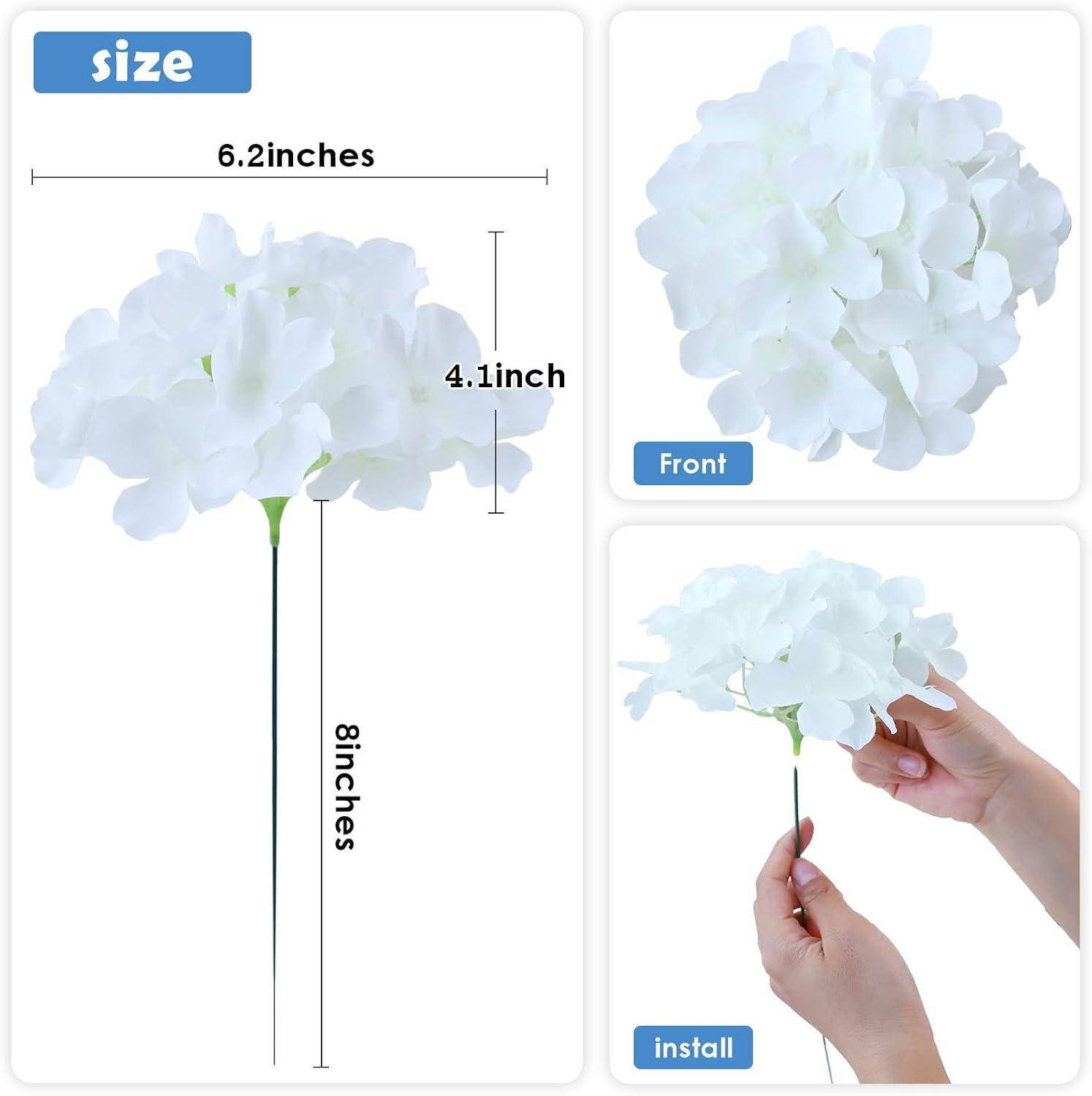 AVIVIHO Hydrangea Artificial Flowers Realistic White Fake Hydrangeas Silk Flowers with Stems Pack of 10 for Spring Mother's Day Easter Gifts Wedding Floral Bouquet Home Decor Party Decoration