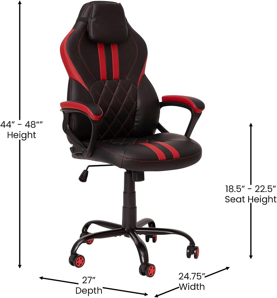 ErgoRacer 25" Adjustable Black and Red Gaming Office Chair